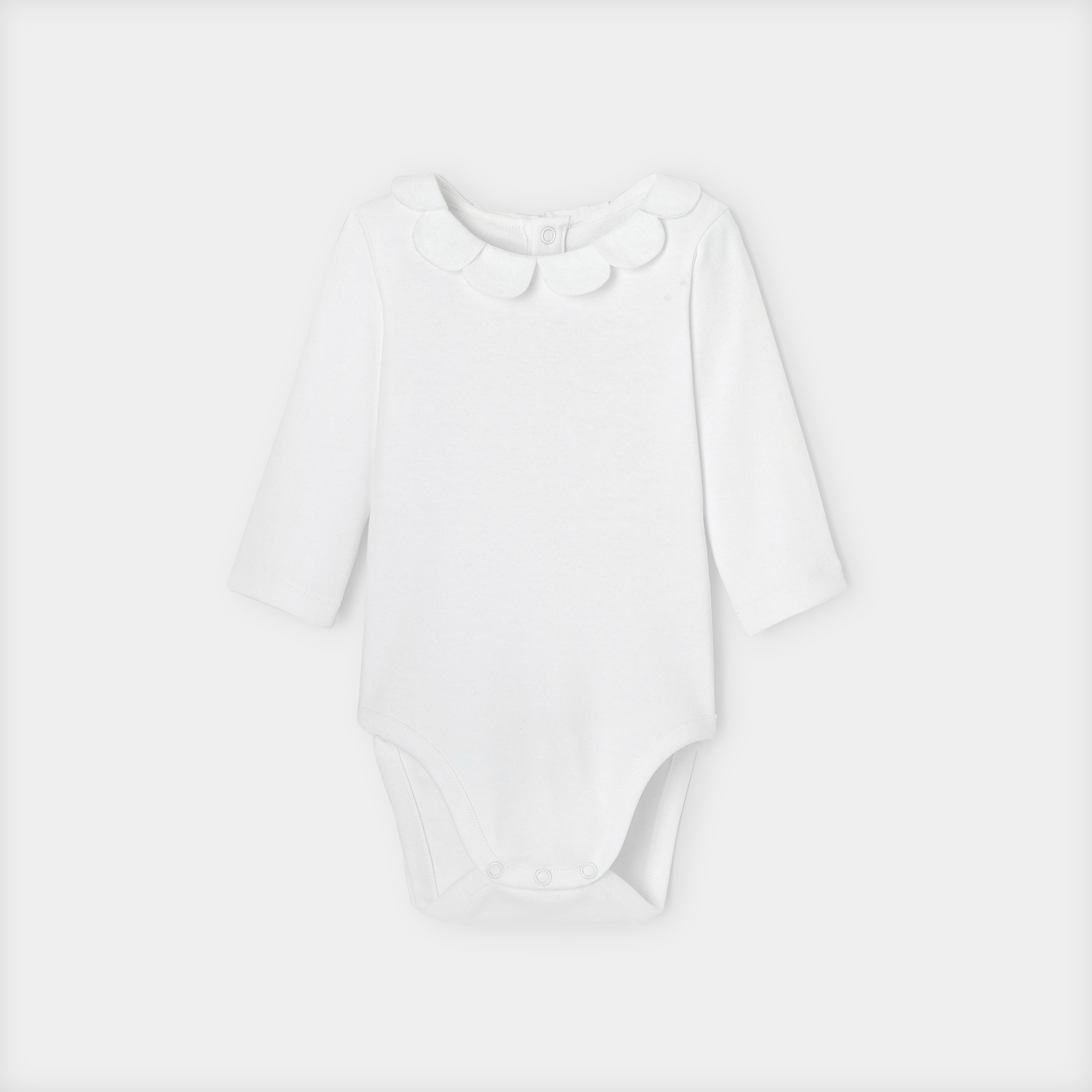 Jacadi - Body bebé menina com gola em imitação de pétalas - BRANCO JACADI - Presente de nascimento ideal