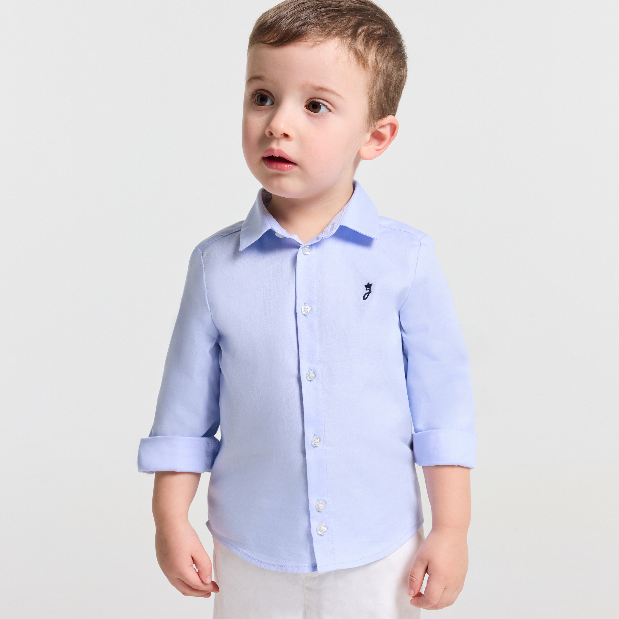 Jacadi - Camisa bebé menino em algodão Oxford - AZUL/BRANCO