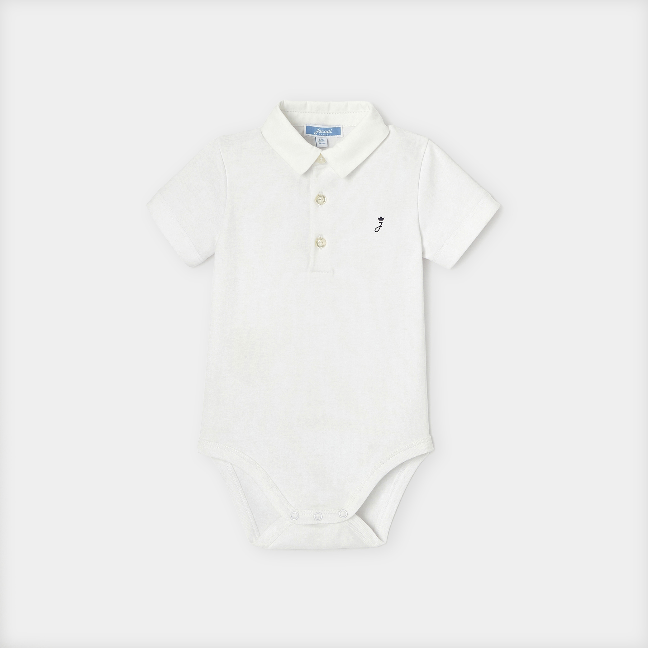 Jacadi - Body bebé menino com gola Oxford - BRANCO JACADI