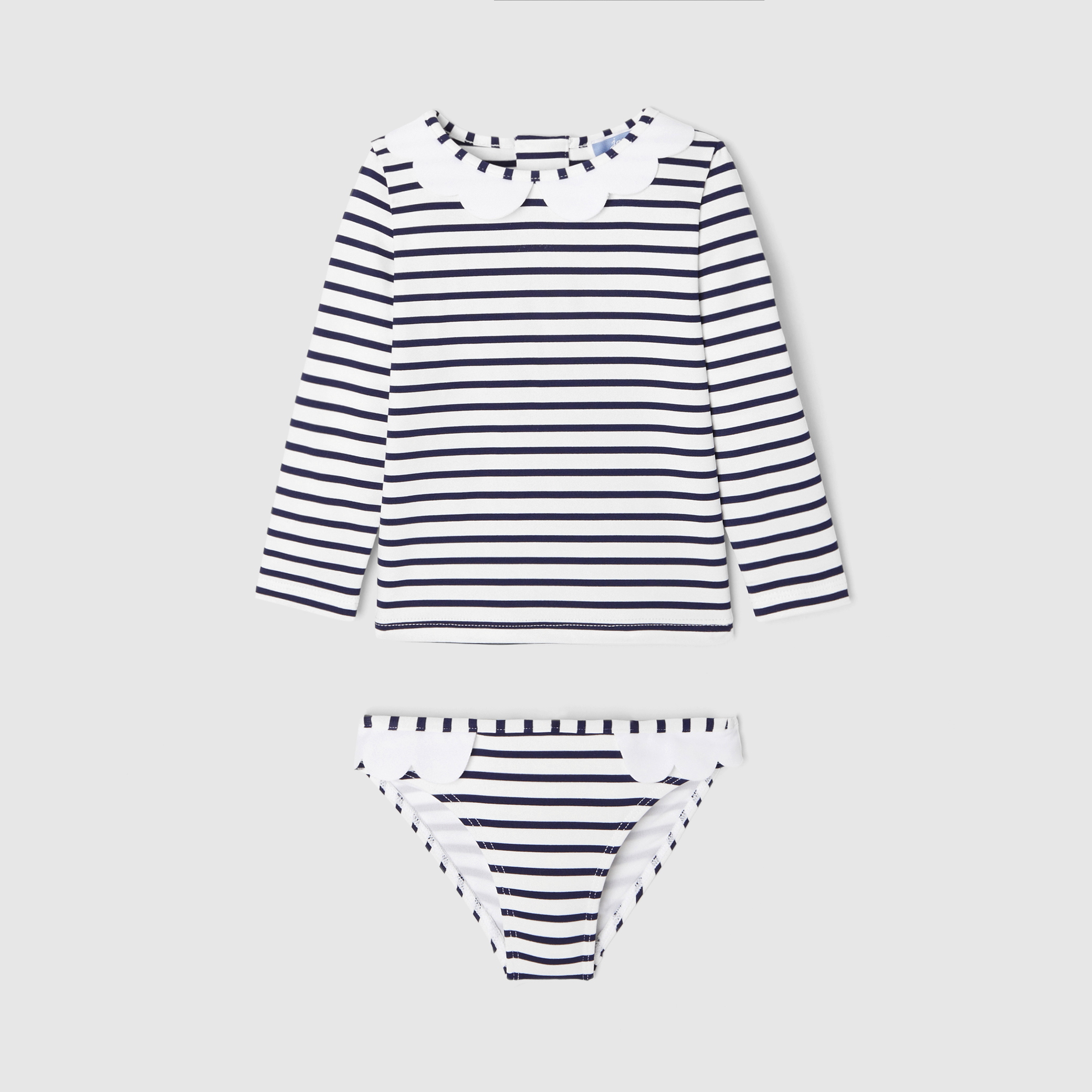 Jacadi - T-shirt de proteção UV UPF 40+ e calções de banho para bebé menina - MARINHO/BLANC