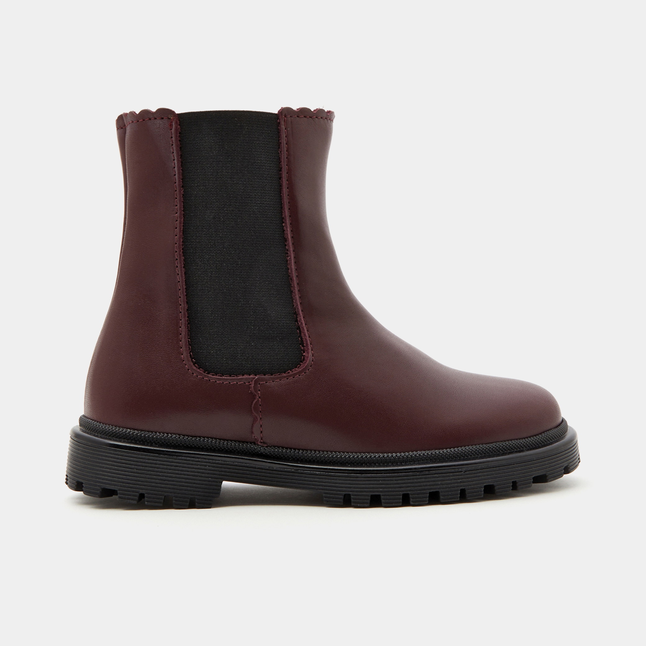 Jacadi - Botins Chelsea em couro liso para menina - Bordeaux - Os Essentiels da estação