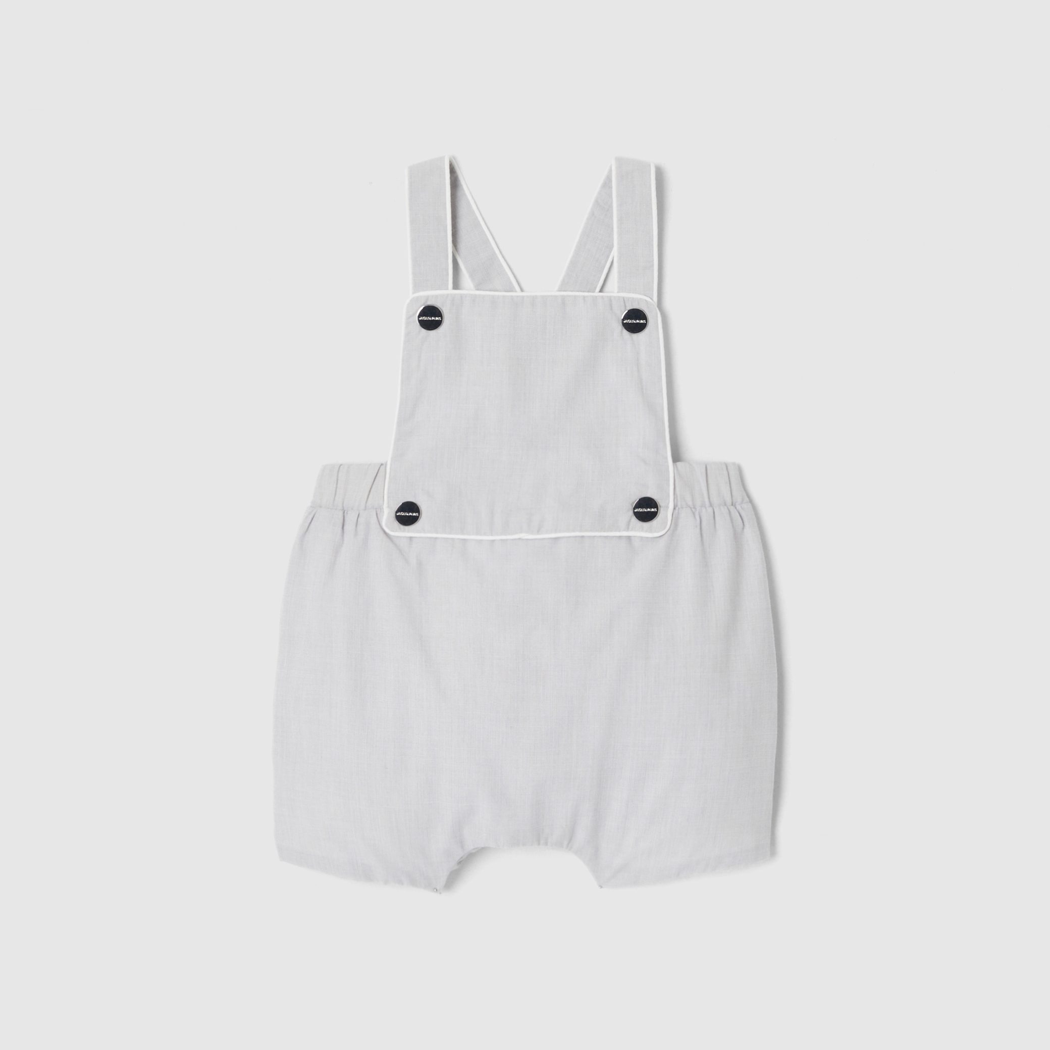 Jacadi - Jardineiras curtas em fio-a-fio para bebé menino - BRANCO/CINZA - Presente de nascimento ideal