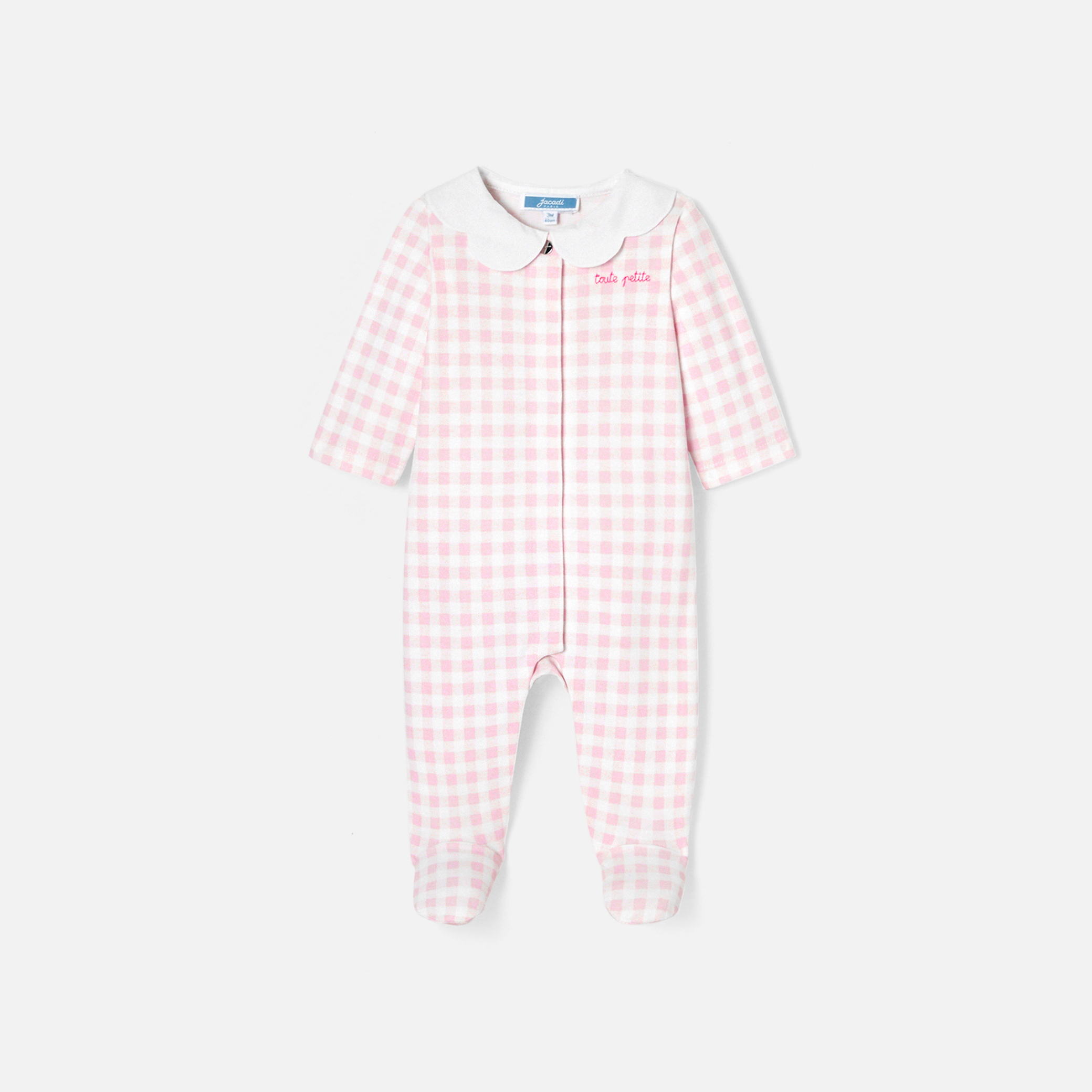 Jacadi - Pijama bebé menina estampado Vichy - BRANCO/ROSA
