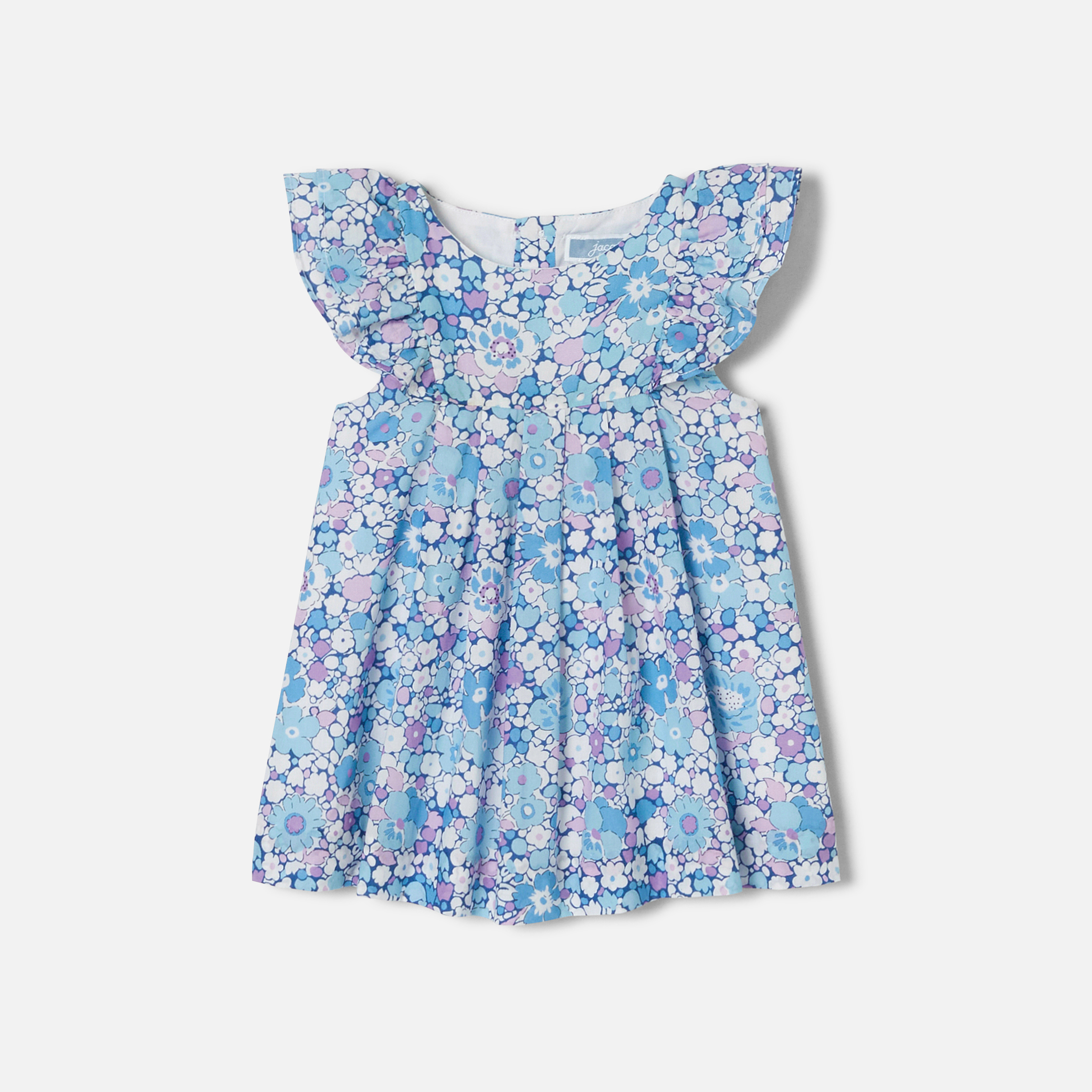 Jacadi - Vestido bebé menina em tecido Liberty Fabrics - AZUL/MÚLTICO - Presente de nascimento ideal