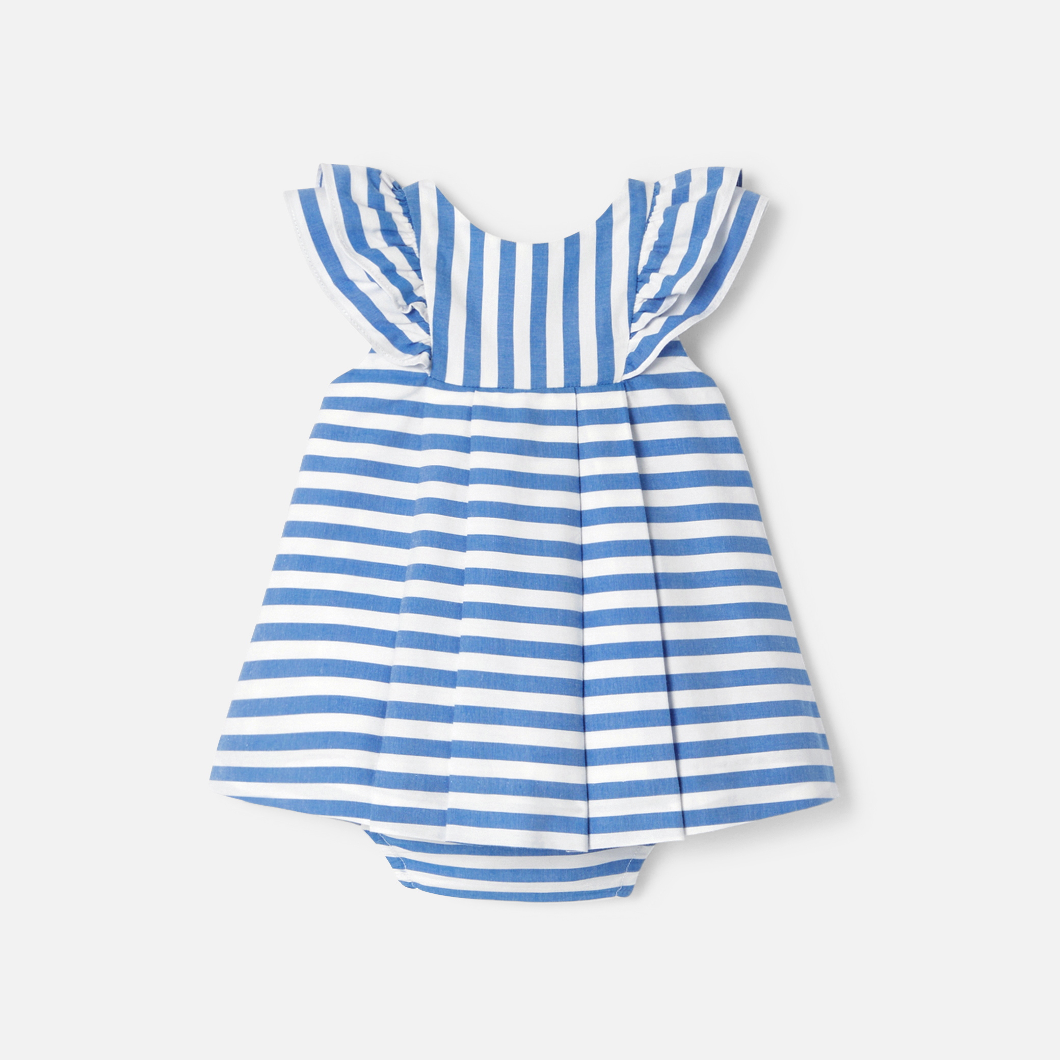 Jacadi - Vestido bebé menina em Oxford às riscas - AZUL/BRANCO - Presente de nascimento ideal