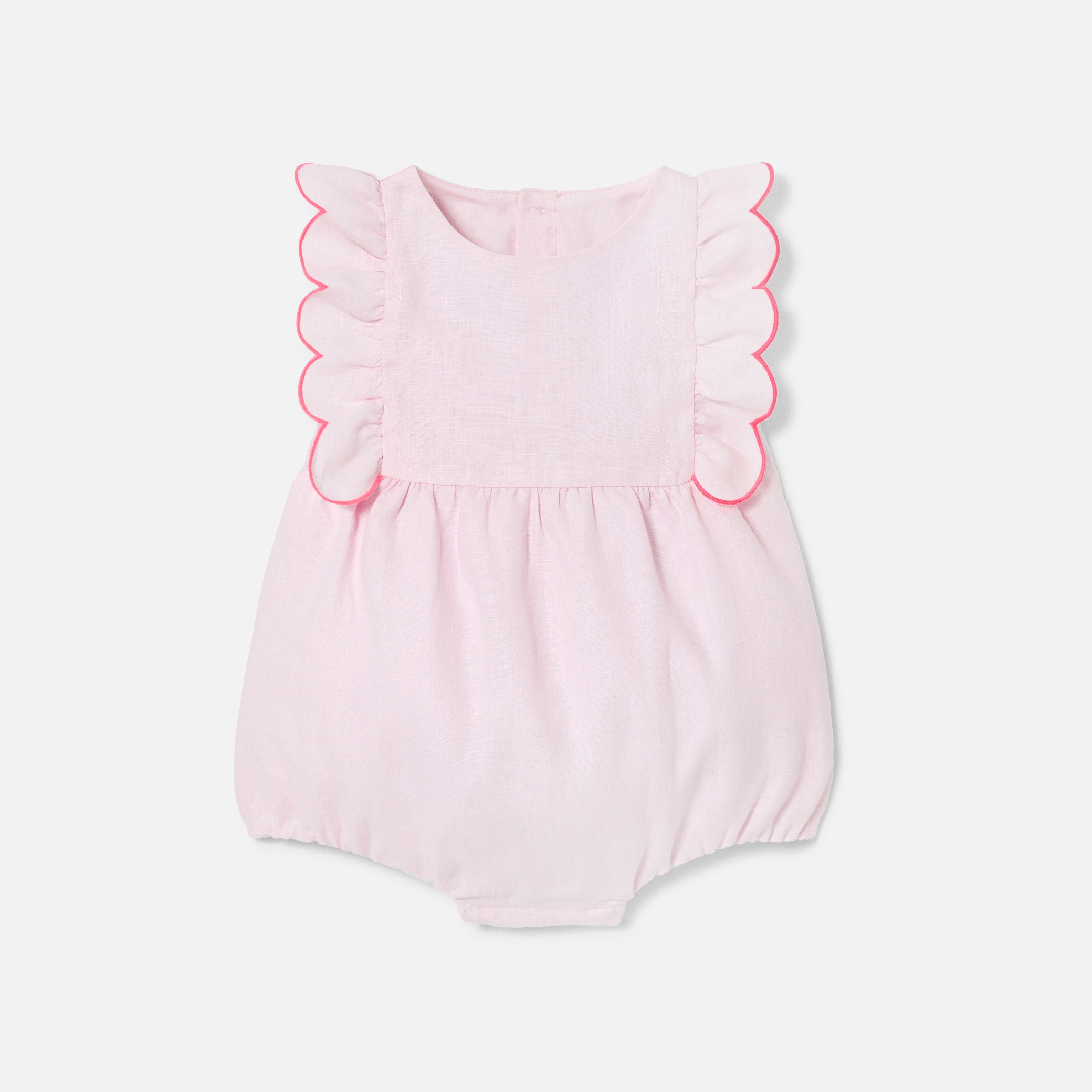 Jacadi - Macacão para bebé menina em linho - ROSA PÁLIDO JACADI - Presente de nascimento ideal