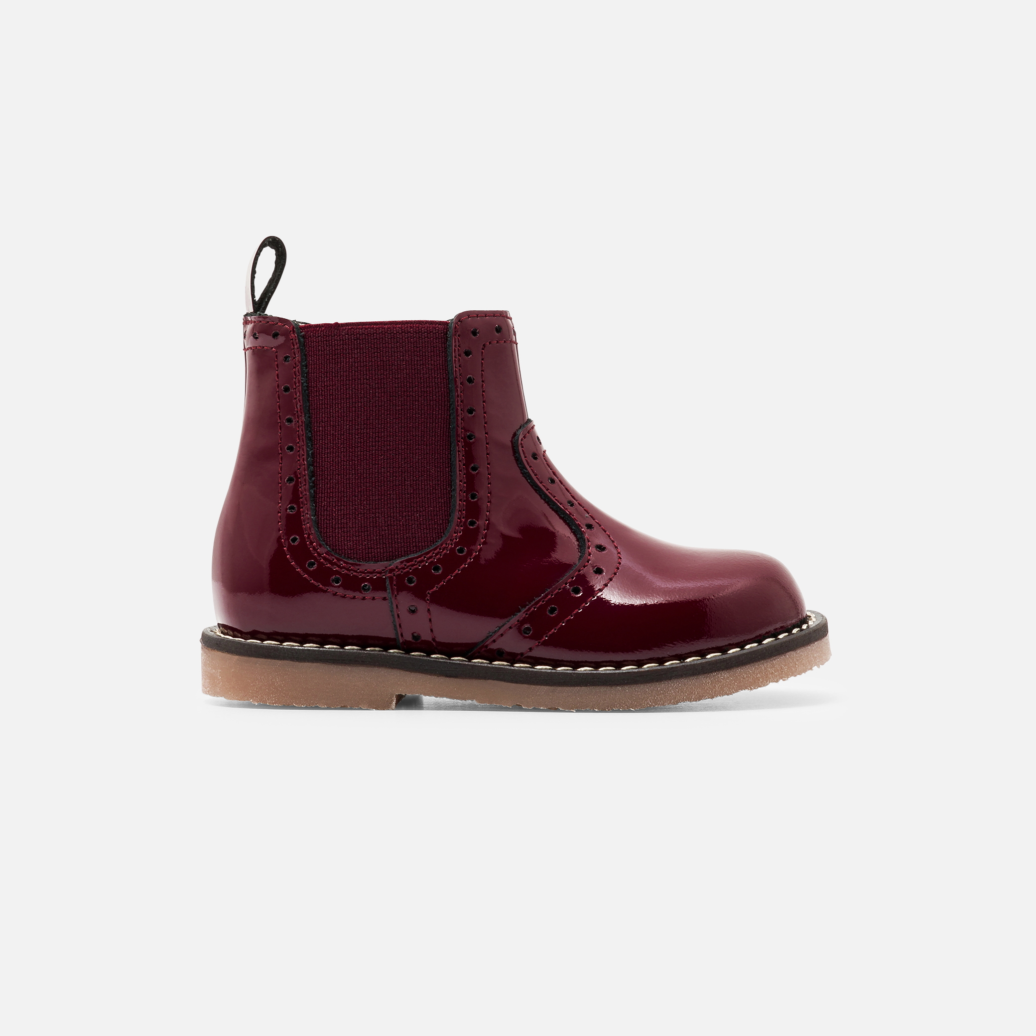 Jacadi - Botas Chelsea bebé menina em couro envernizado - BORDEAUX