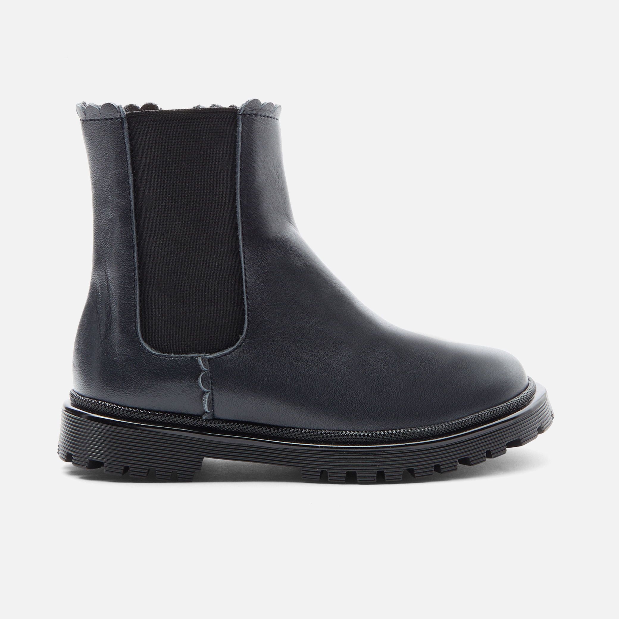 Jacadi - Botas Chelsea criança menina em couro liso - MARINHO JACADI