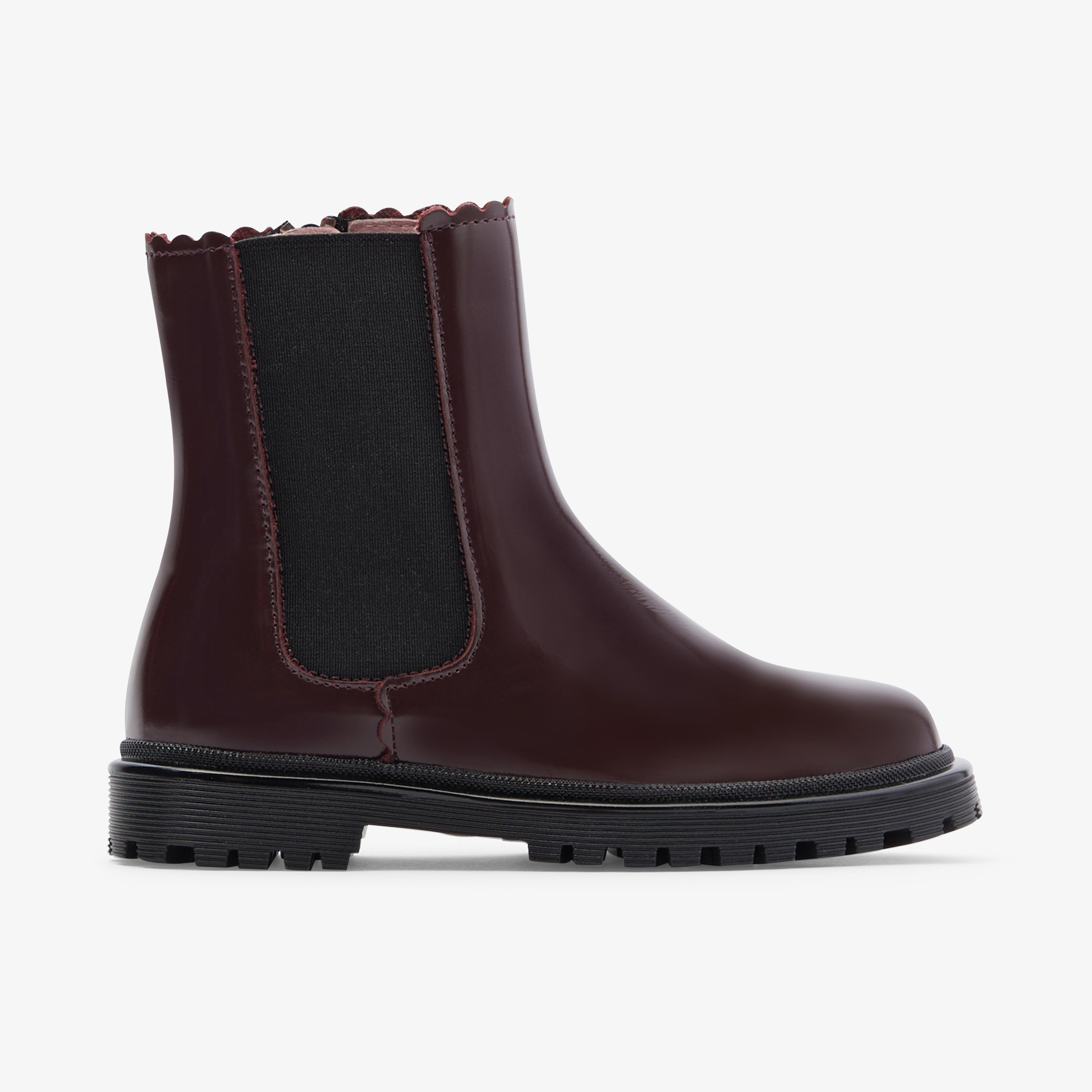 Jacadi - Botas Chelsea criança menina em couro liso - BORDEAUX