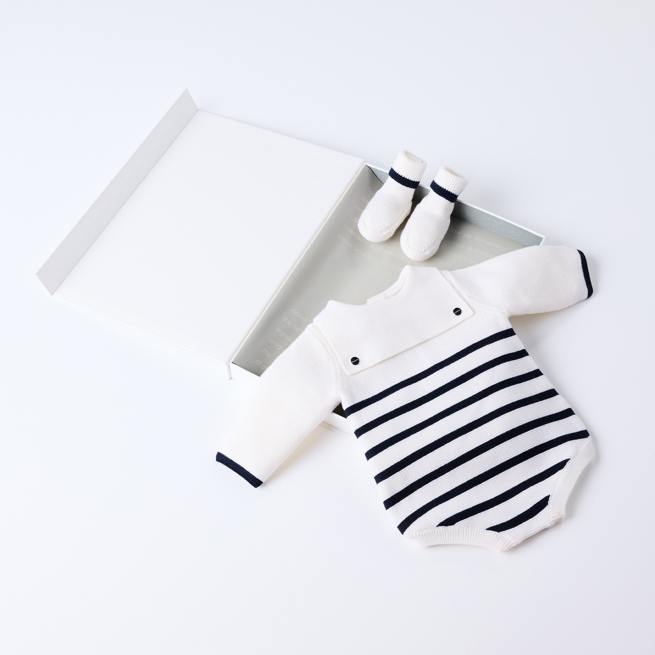 Jacadi - Babygrow de bebé Mon premier Jacadi - BRANCO/MARINHO - Presente de nascimento ideal