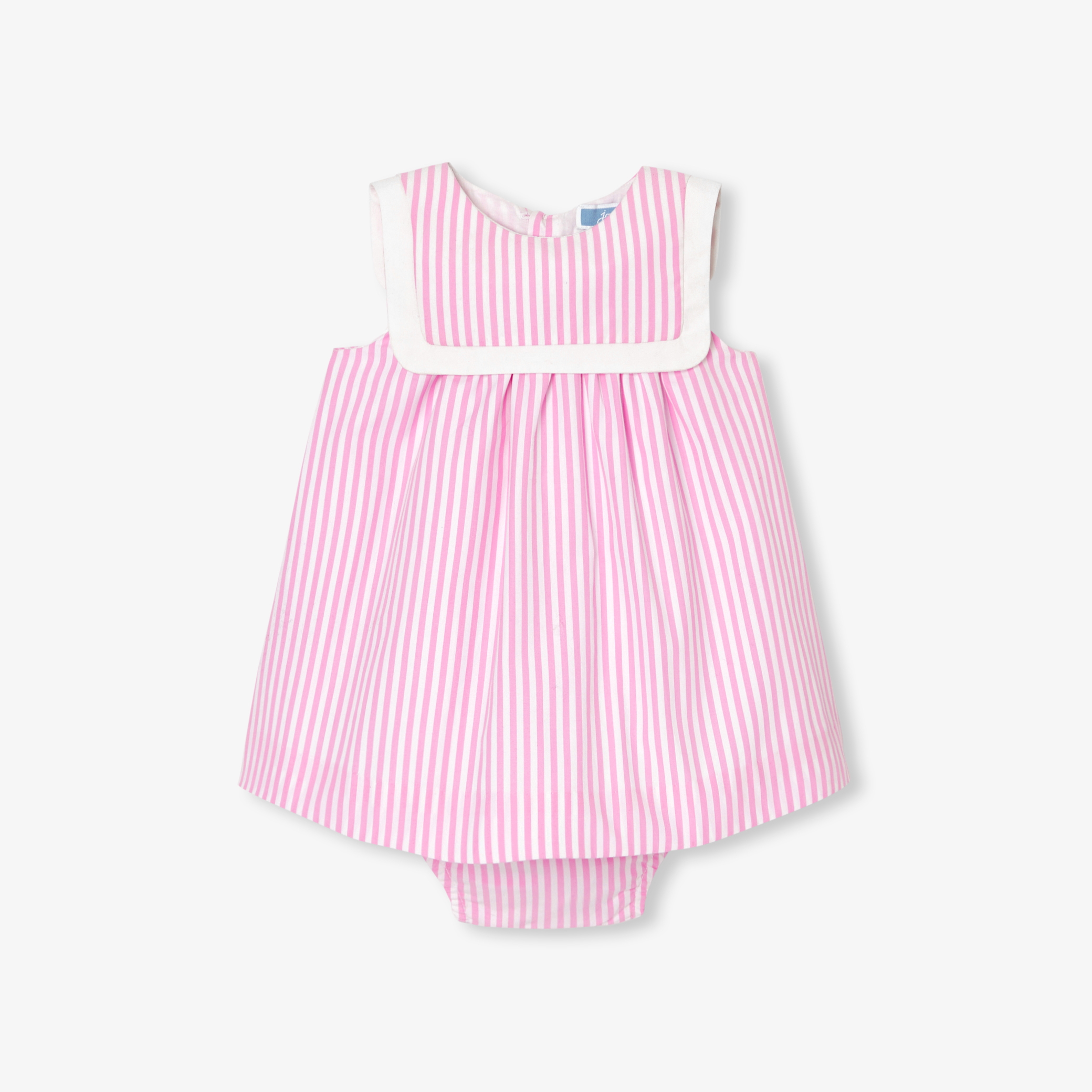 Jacadi - Vestido para bebé em popeline - BRANCO/ROSA - Presente de nascimento ideal