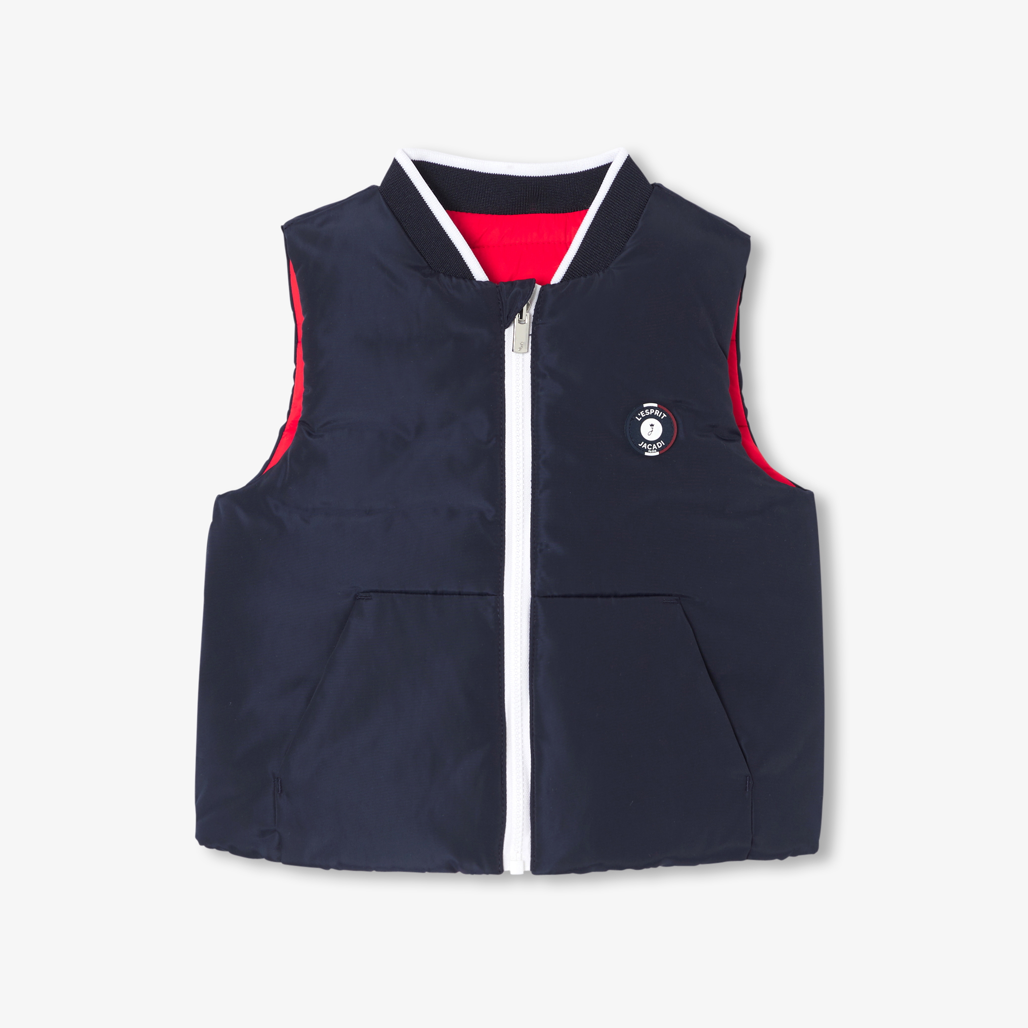 Jacadi - Blusão acolchoado sem mangas para bebé menino - MARINHO/VERMELHO