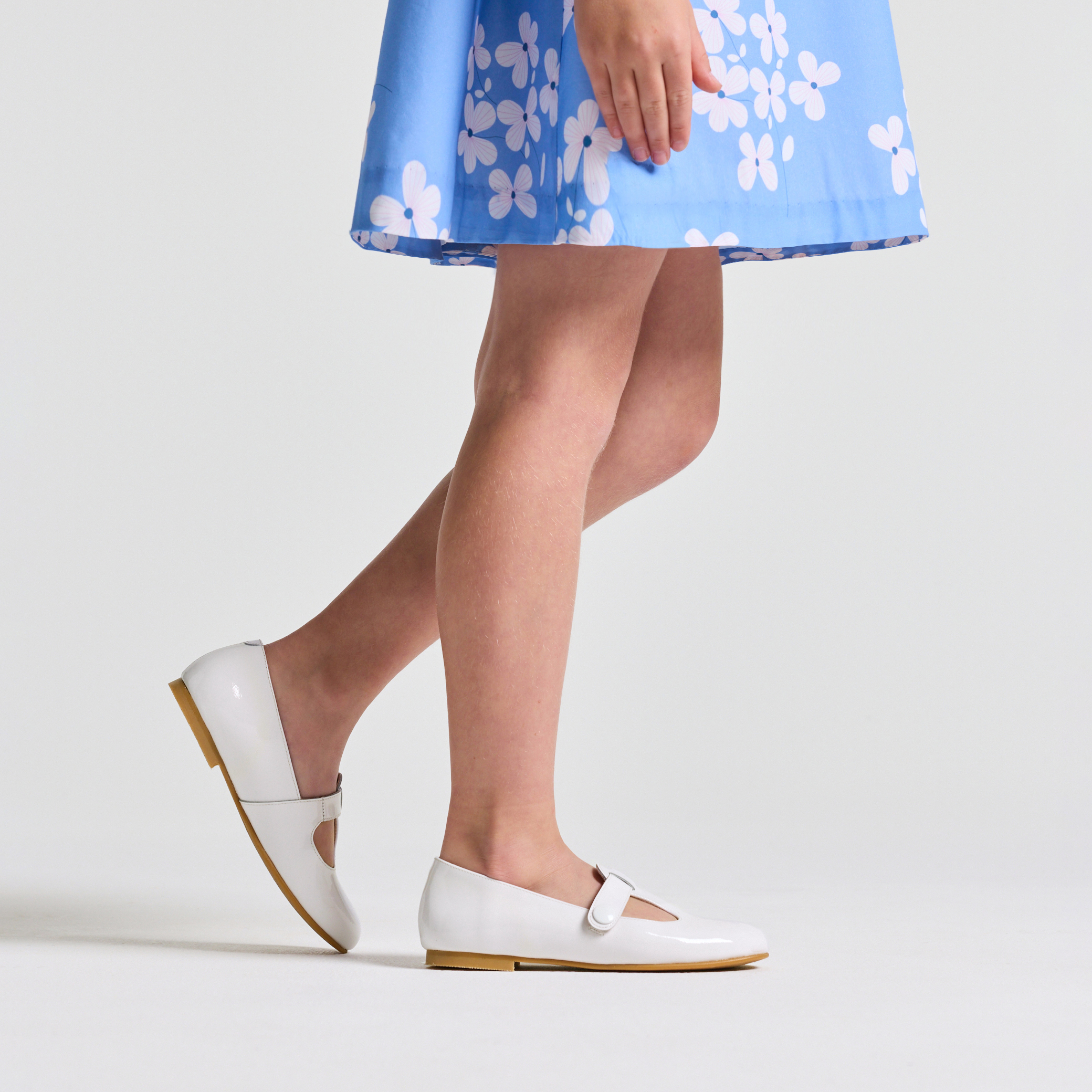 Jacadi - Sapatos Salomé criança menina em couro envernizado - BRANCO JACADI