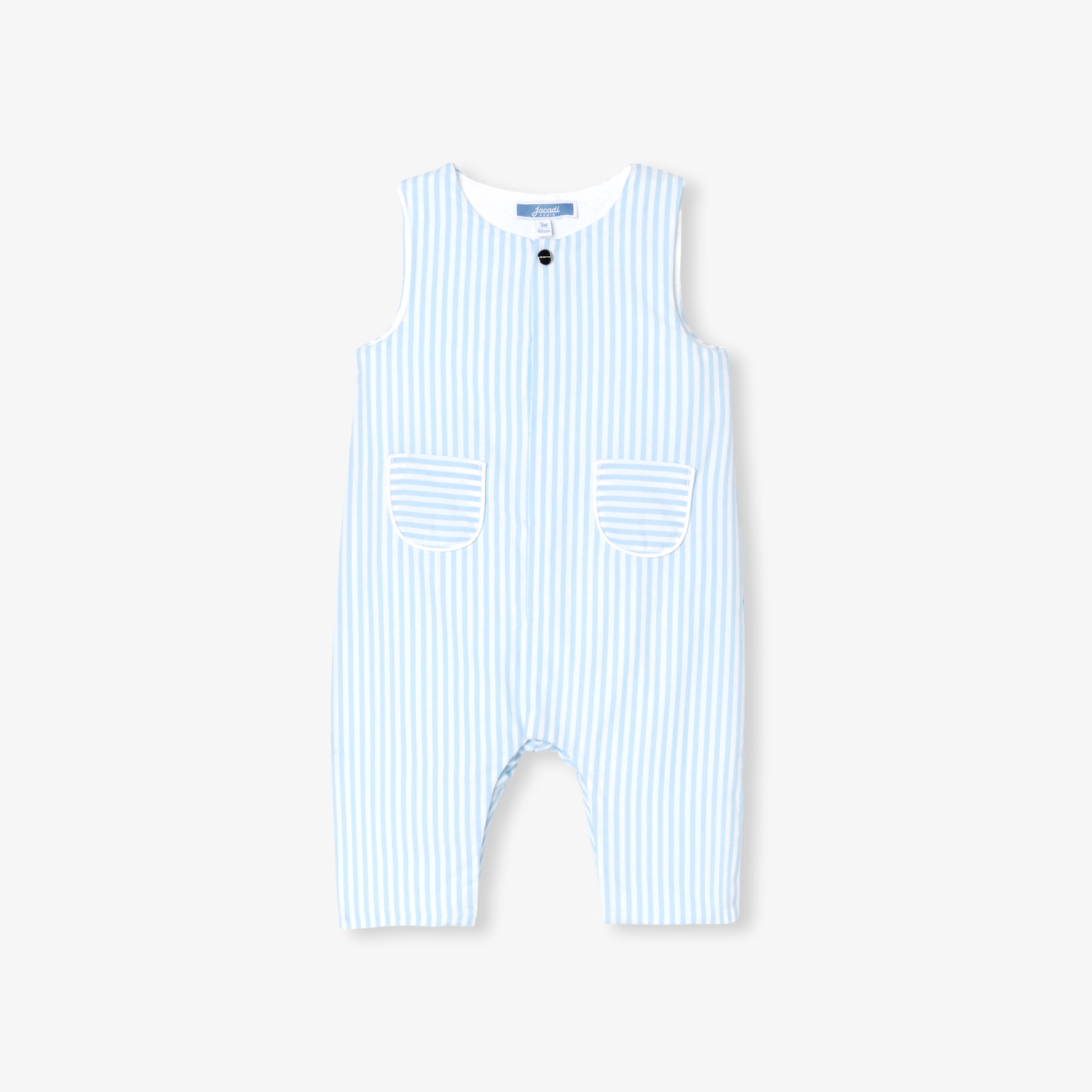 Jacadi - Macacão bebé menino em popeline às riscas - AZUL/BRANCO - Presente de nascimento ideal