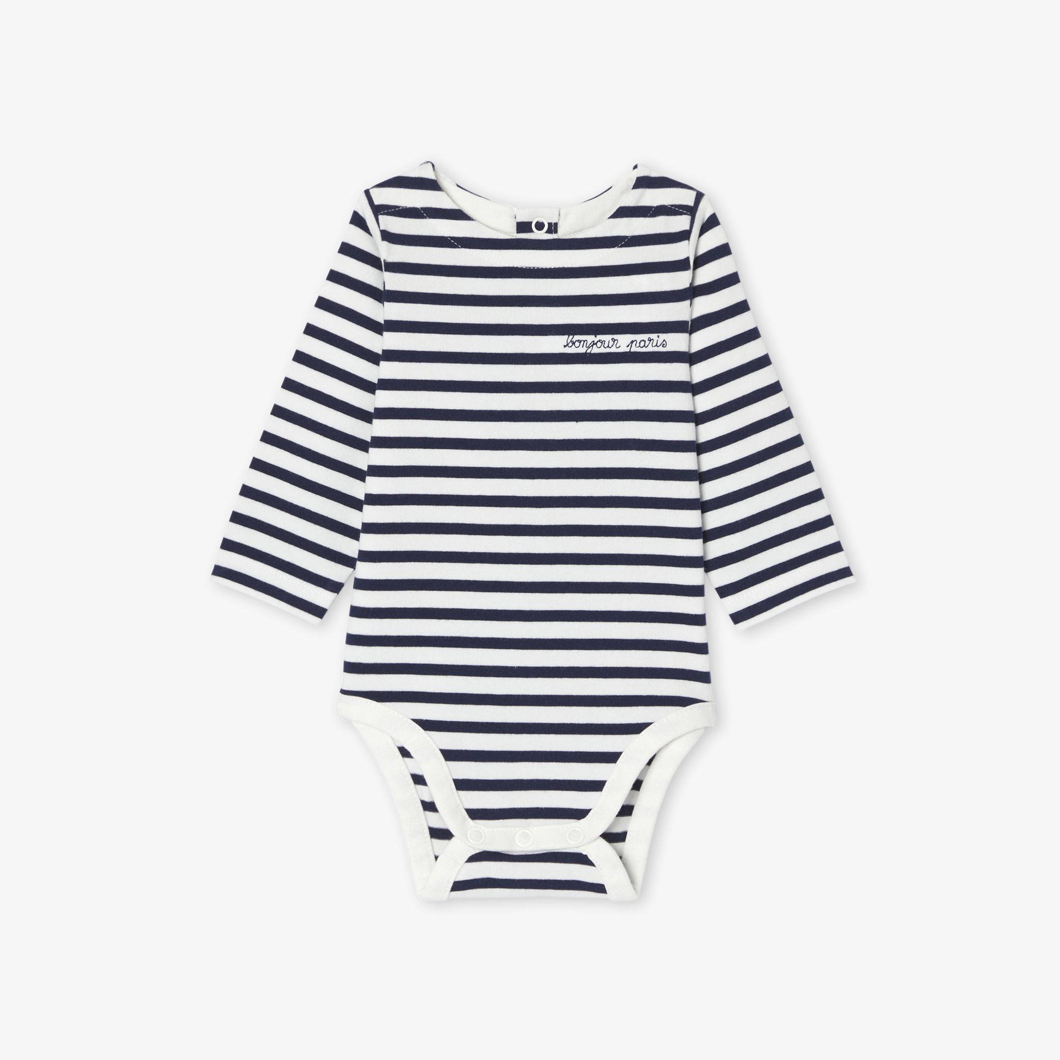 Jacadi - Body bebé em jersey às riscas - BRANCO/AZUL