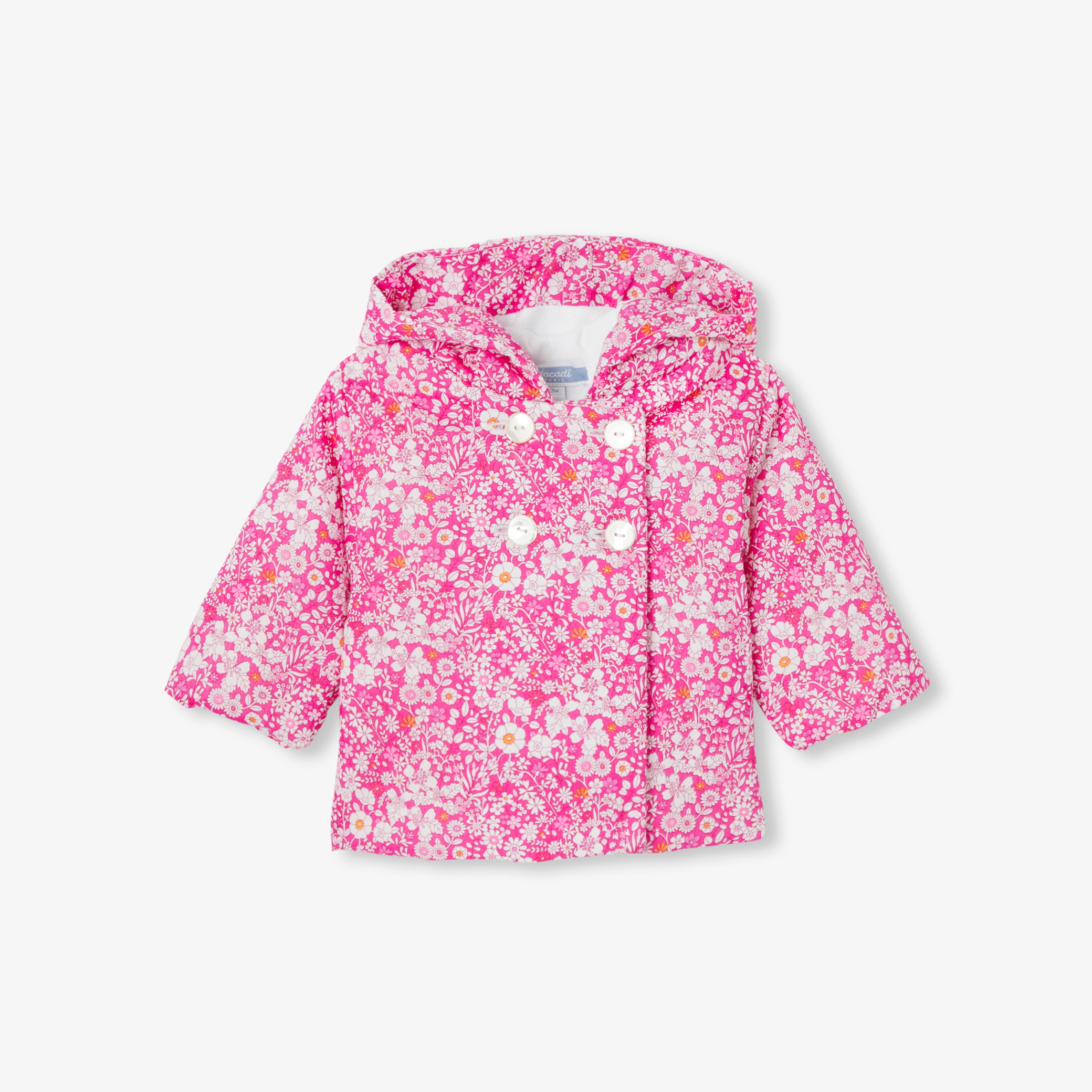 Jacadi - Sobretudo bebé menina em tecido Liberty - ROSA/MÚLTICO