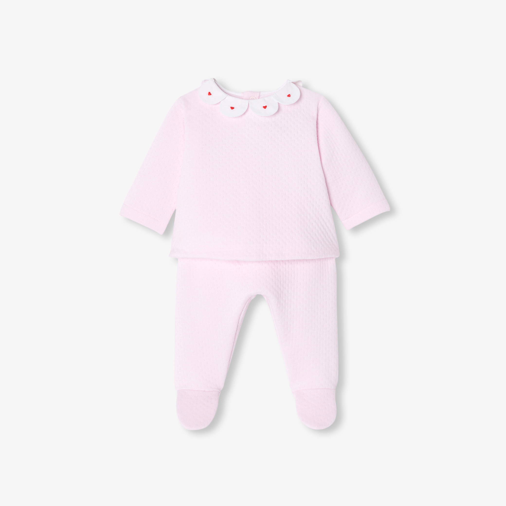 Jacadi - Conjunto confortável bebé menina em jersey duplo - ROSA PÁLIDO JACADI - Presente de nascimento ideal