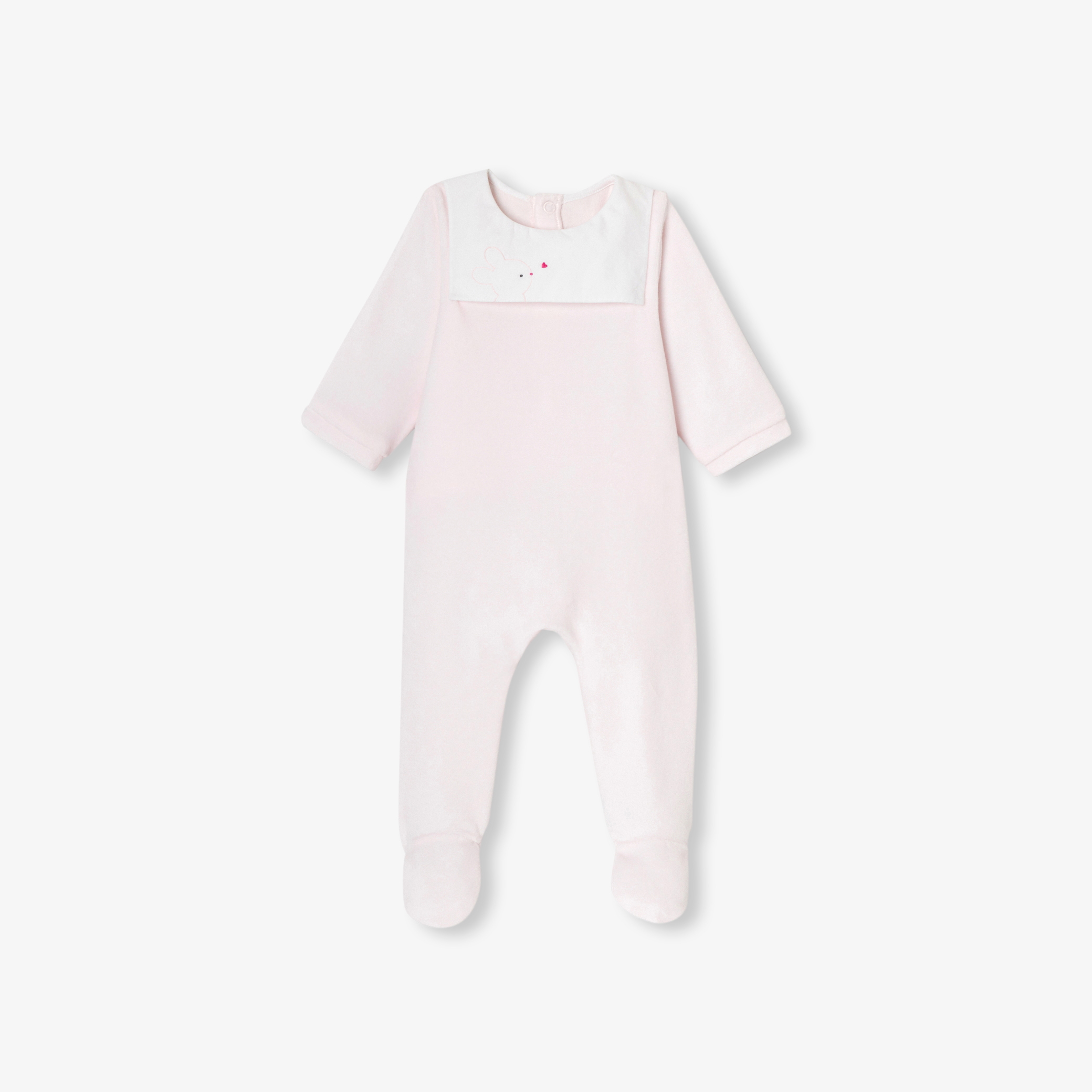 Jacadi - Pijama bebé menina em veludo - ROSA PÁLIDO JACADI