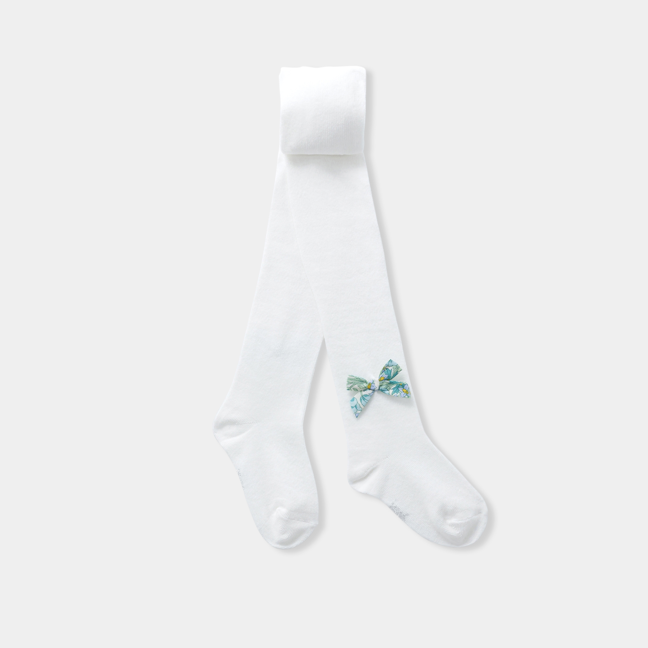 Jacadi - Collants bebé menina laço em tecido Liberty - BRANCO SUAVE JACADI