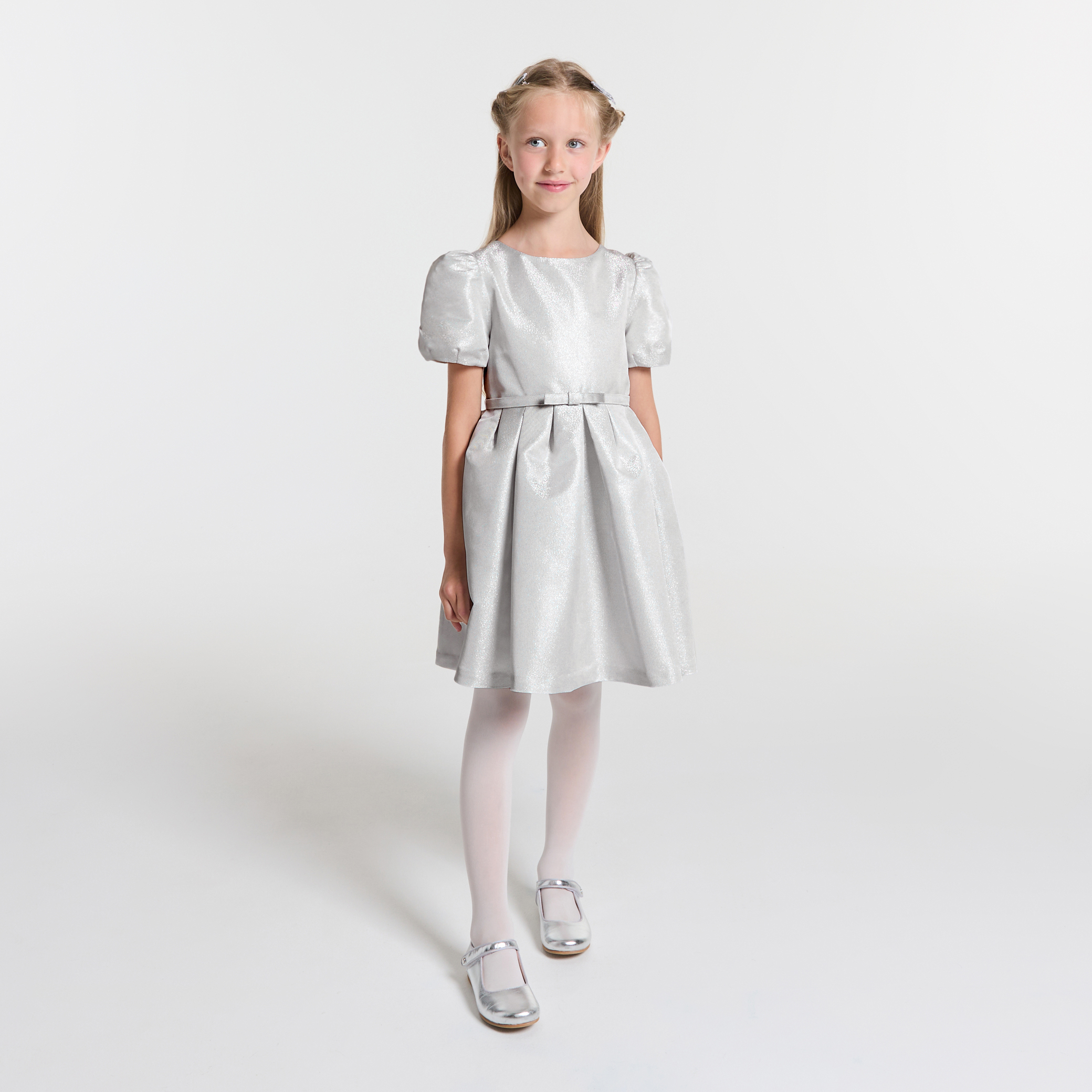 Jacadi - Vestido de menina em tecido prateado - PRATA