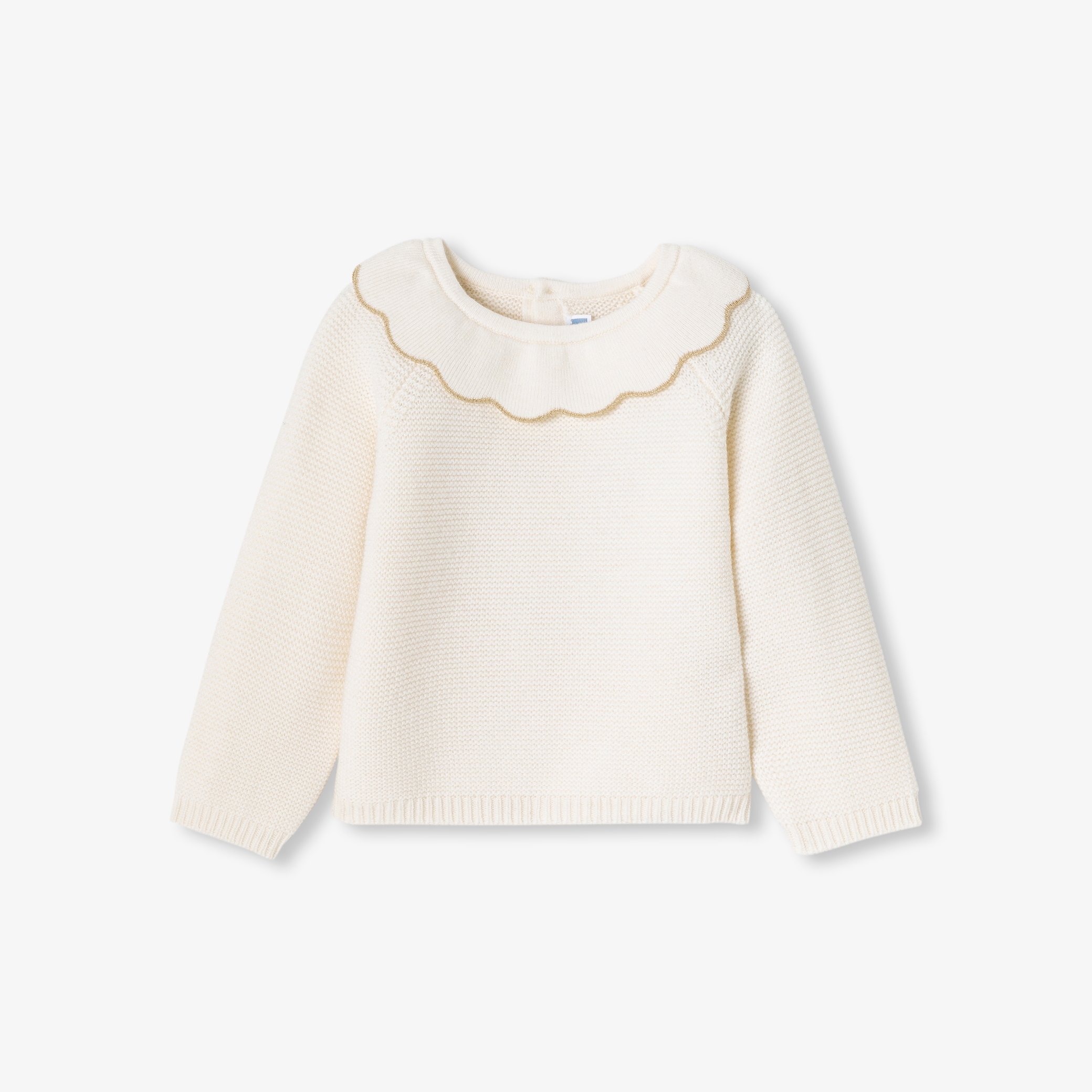 Jacadi - Camisola bebé menina com folho na gola - BRANCO SUAVE JACADI