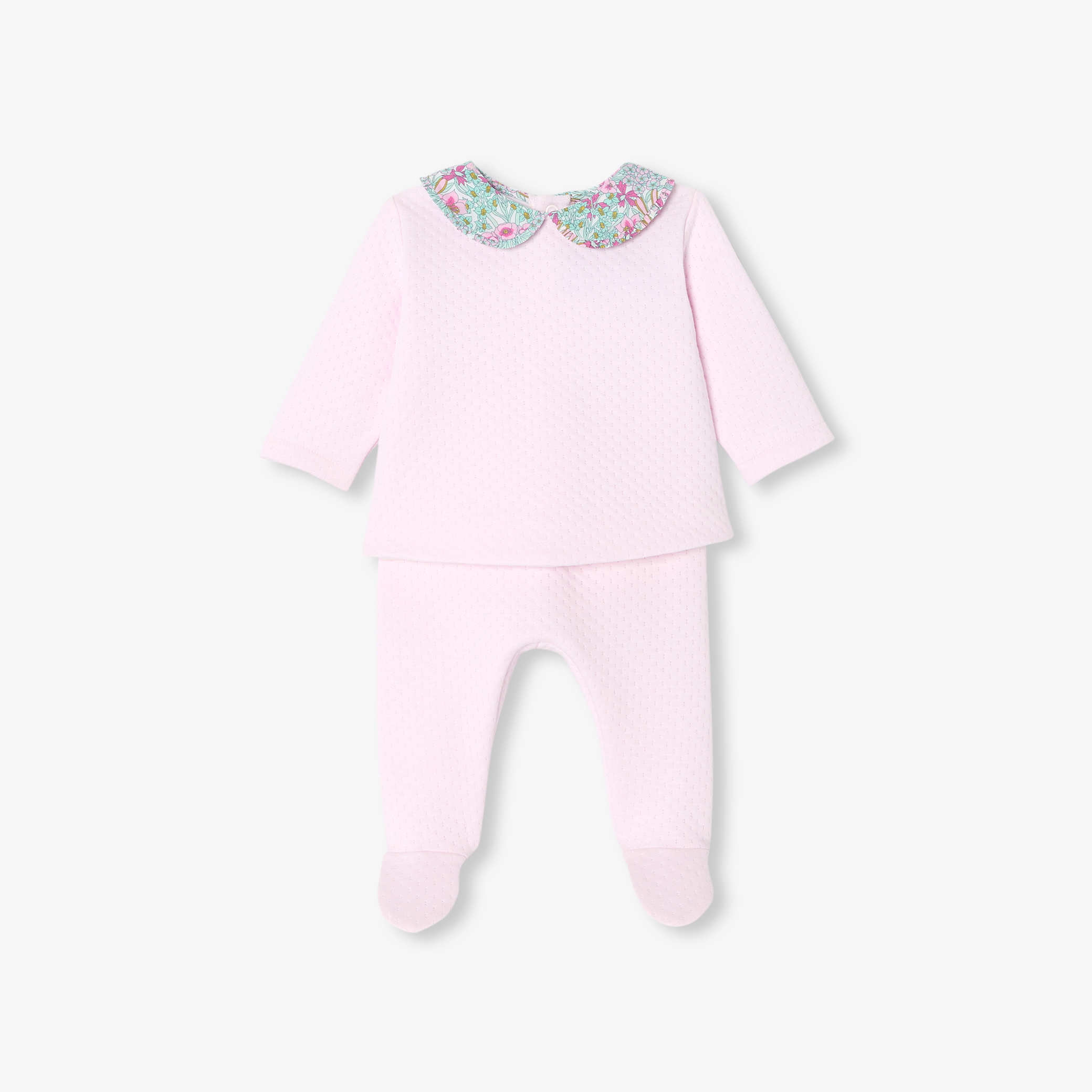 Jacadi - Conjunto confortável bebé menina em jersey duplo - ROSA PÁLIDO JACADI - Presente de nascimento ideal