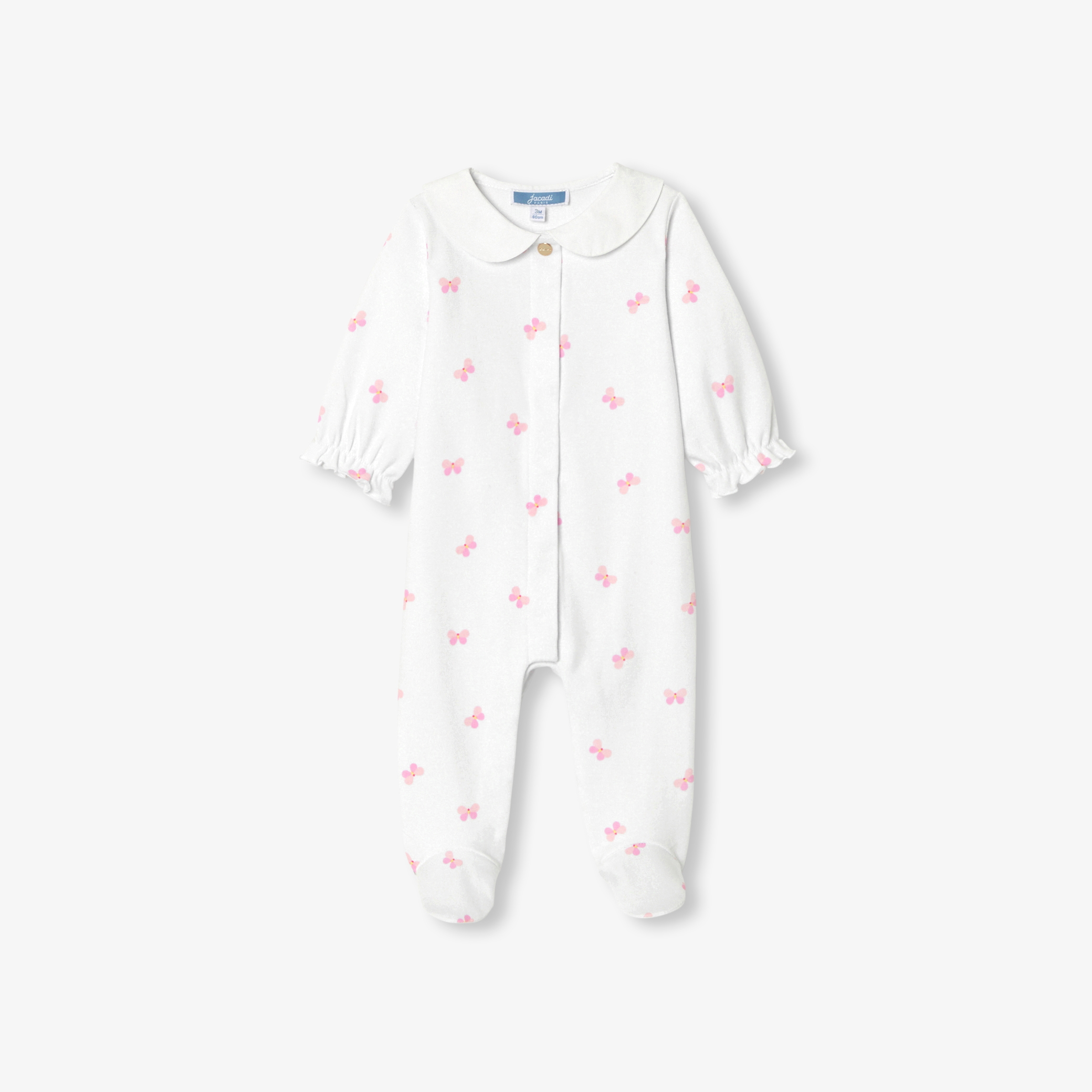 Jacadi - Pijama bebé menina em algodão interlock - BRANCO/MÚLTICO - Presente de nascimento ideal