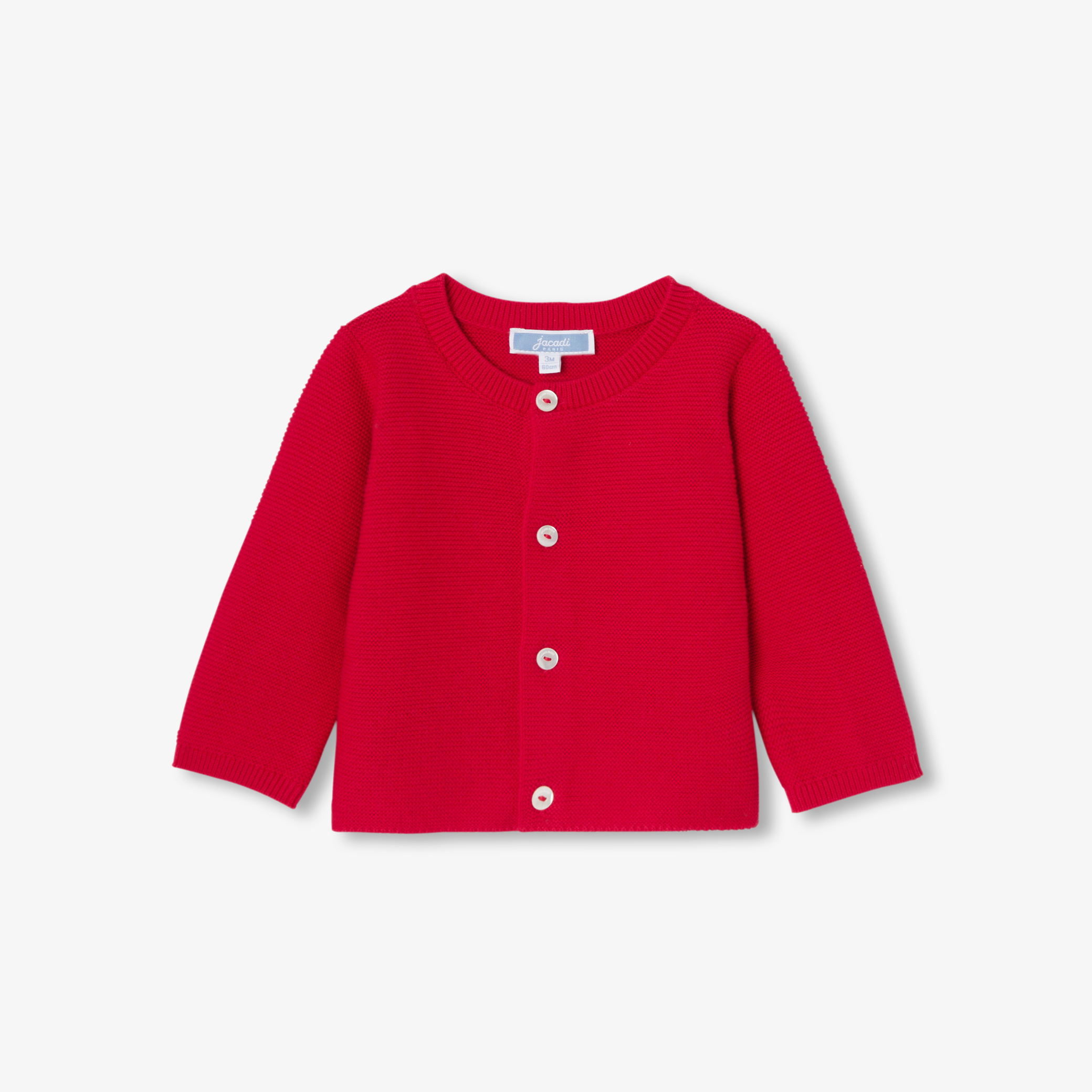 Jacadi - Cardigan de malha para bebé em algodão ponto meia - VERMELHO JACADI - Presente de nascimento ideal
