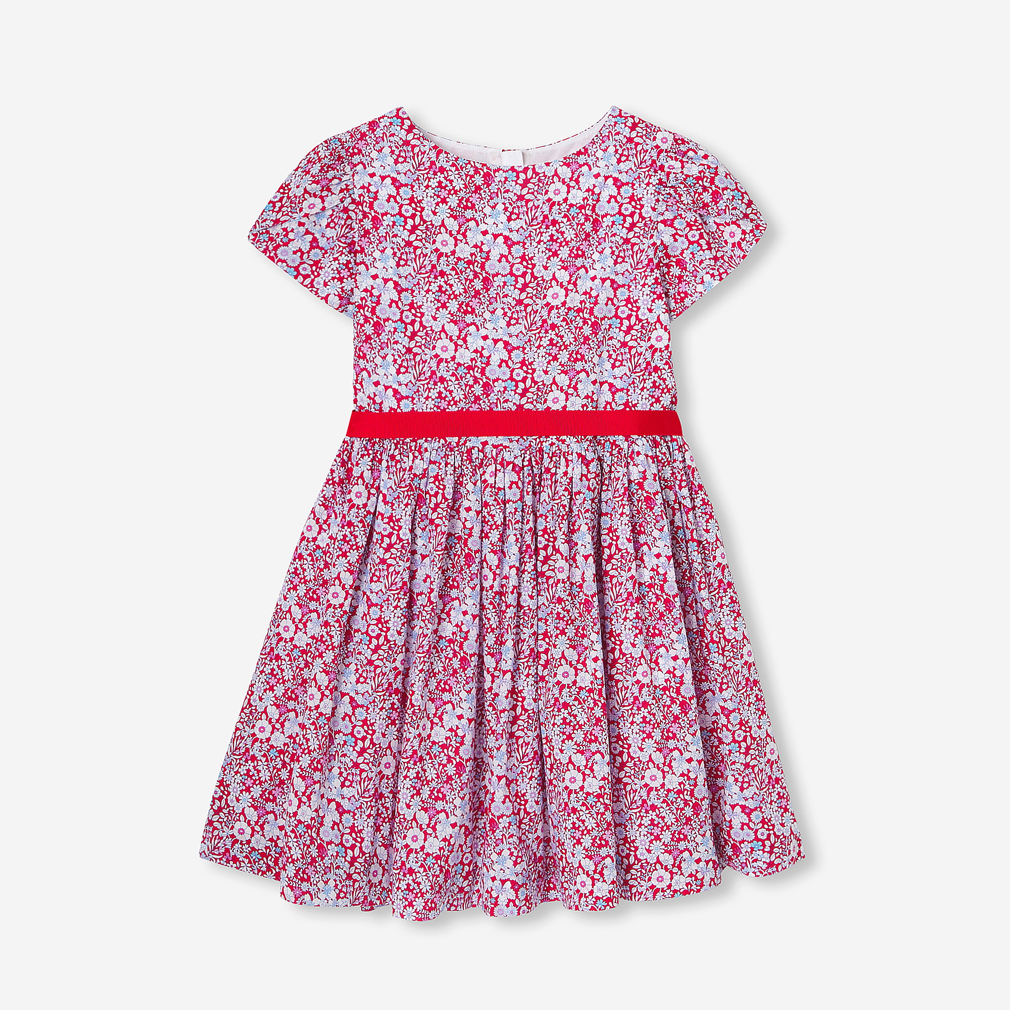 Jacadi - Vestido de tecido Liberty para menina - VERMELHO/MÚLTICO
