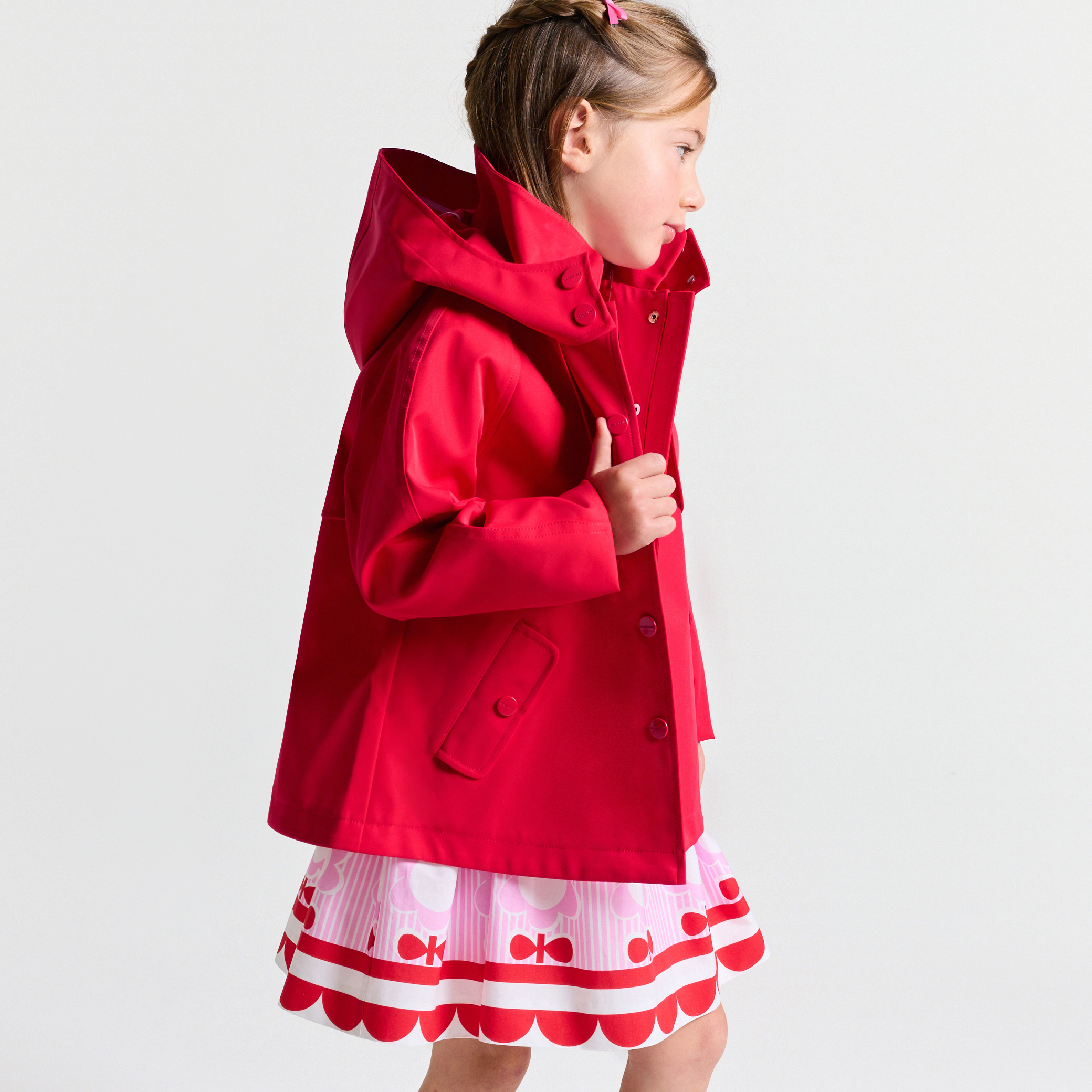 Jacadi - Gabardina curta para menina - VERMELHO JACADI