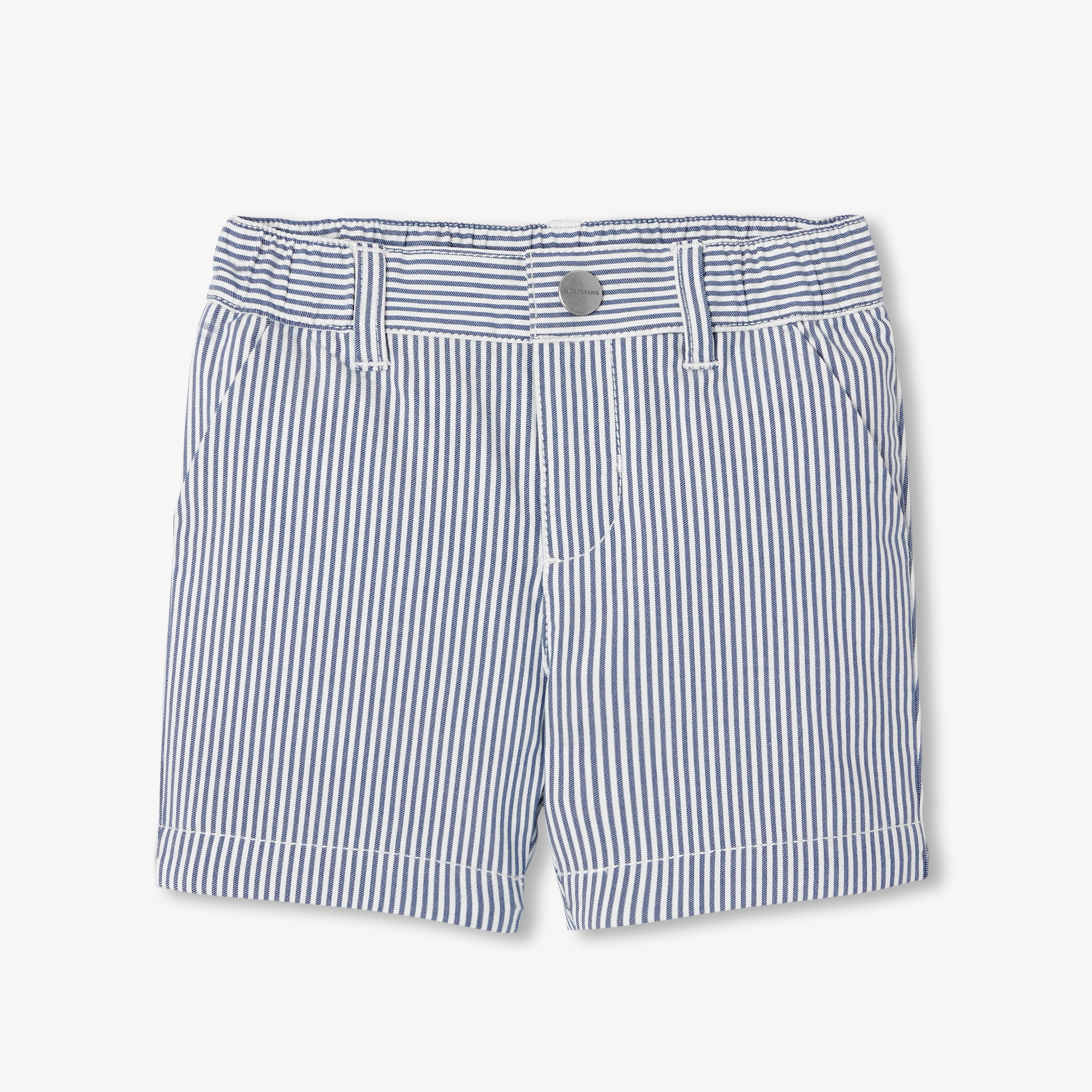 Jacadi - Calções para bebé menino em sarja às riscas - BRANCO/AZUL