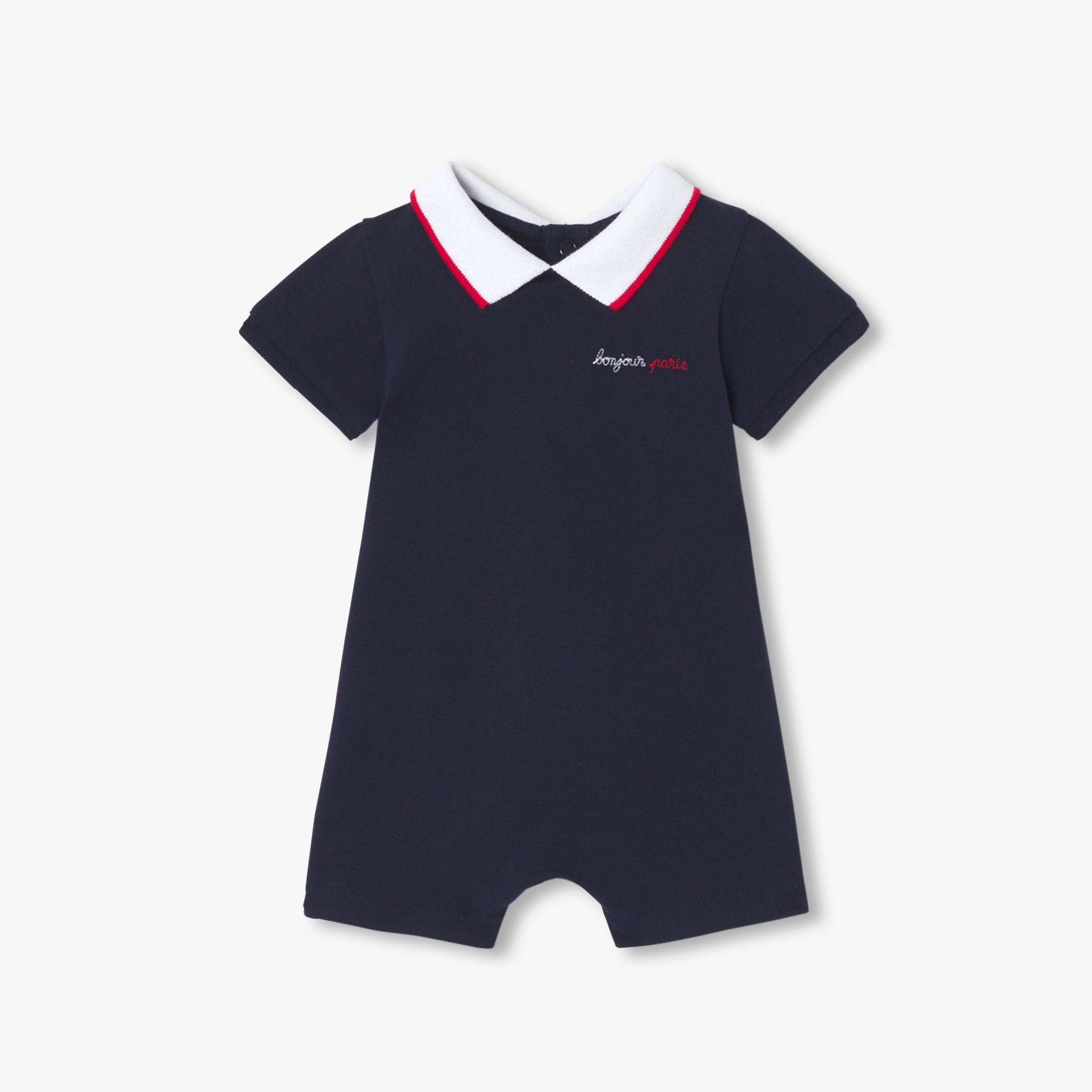 Jacadi - Macacão polo para bebé menino - TINTA - Presente de nascimento ideal