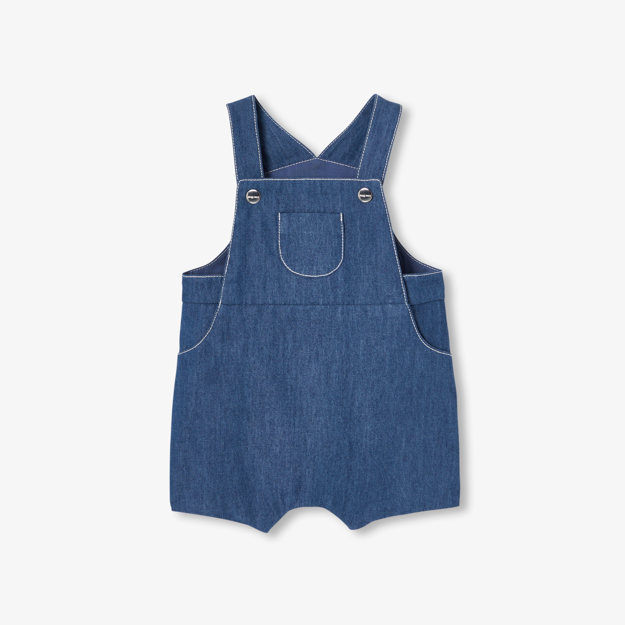 Jacadi - Jardineira curta de calças de ganga, Jeans macia para bebé - BRIM ESCURO - Presente de nascimento ideal