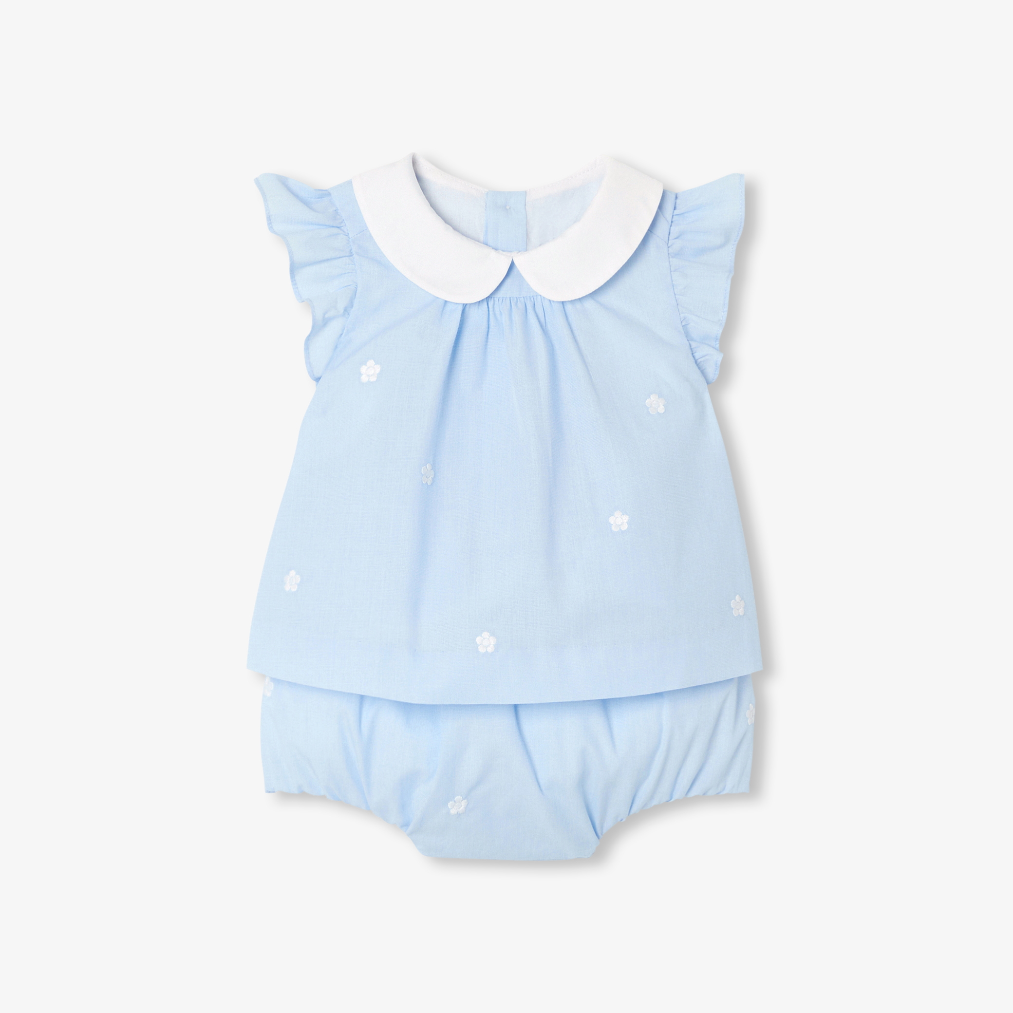 Jacadi - Conjunto para menina em fio a fio de algodão - AZUL/MÚLTICO - Presente de nascimento ideal