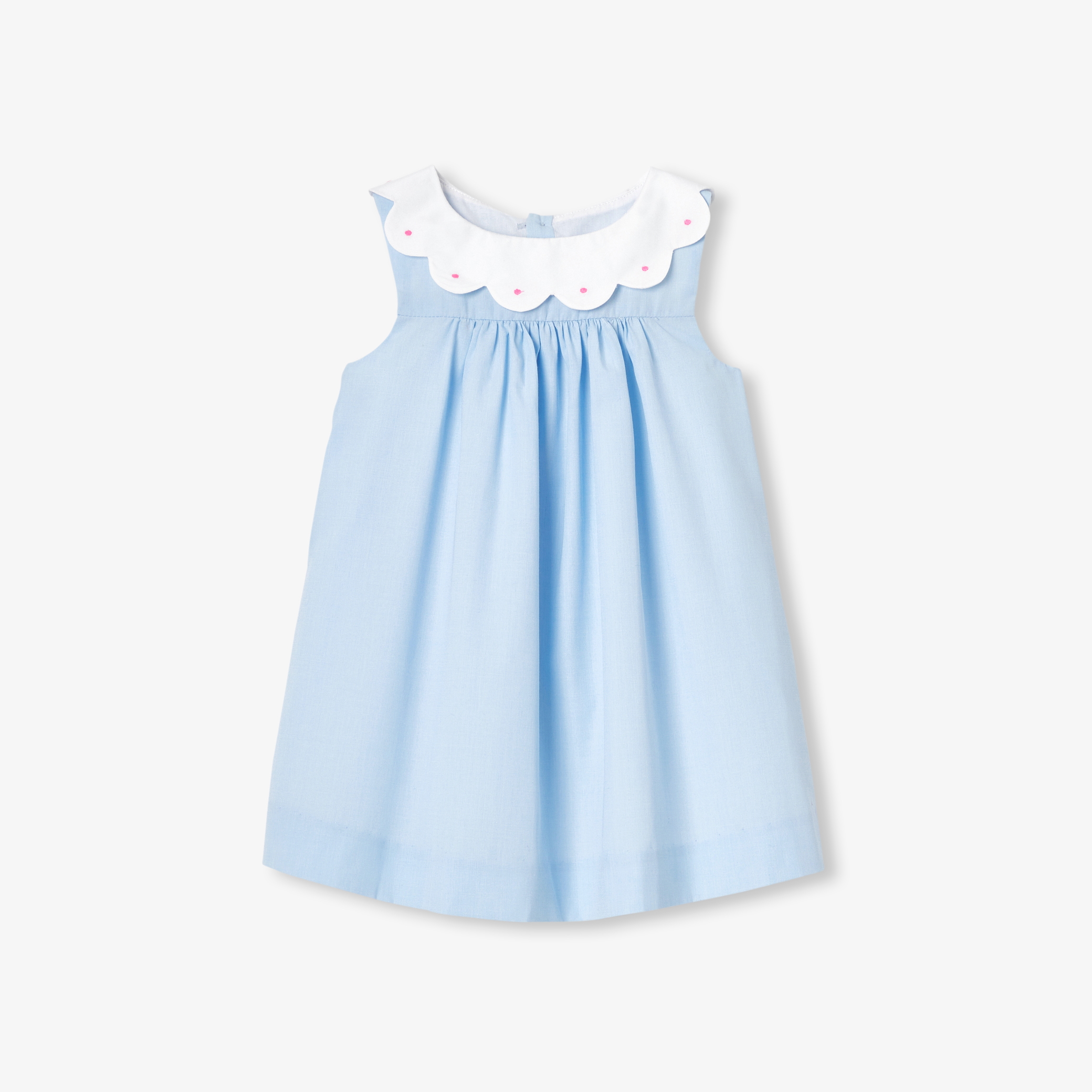 Jacadi - Vestido para bebé menina em fil à fil de algodão - AZUL/BRANCO