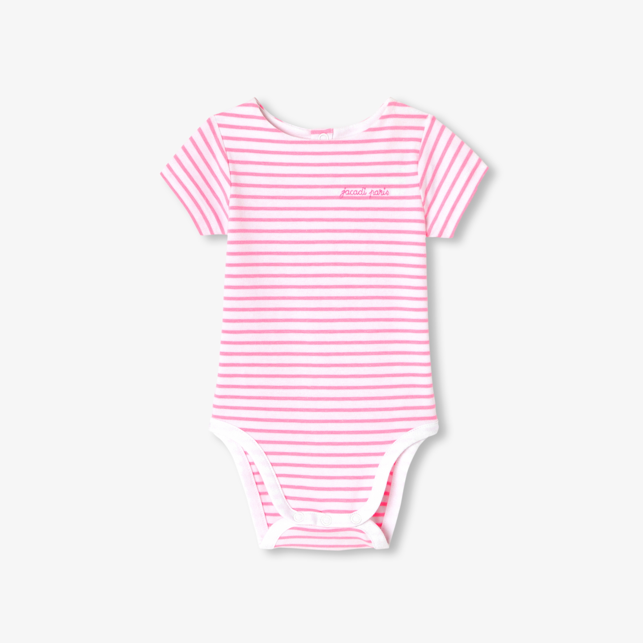 Jacadi - Body para bebé menina em algodão às riscas - BRANCO/ROSA - Presente de nascimento ideal