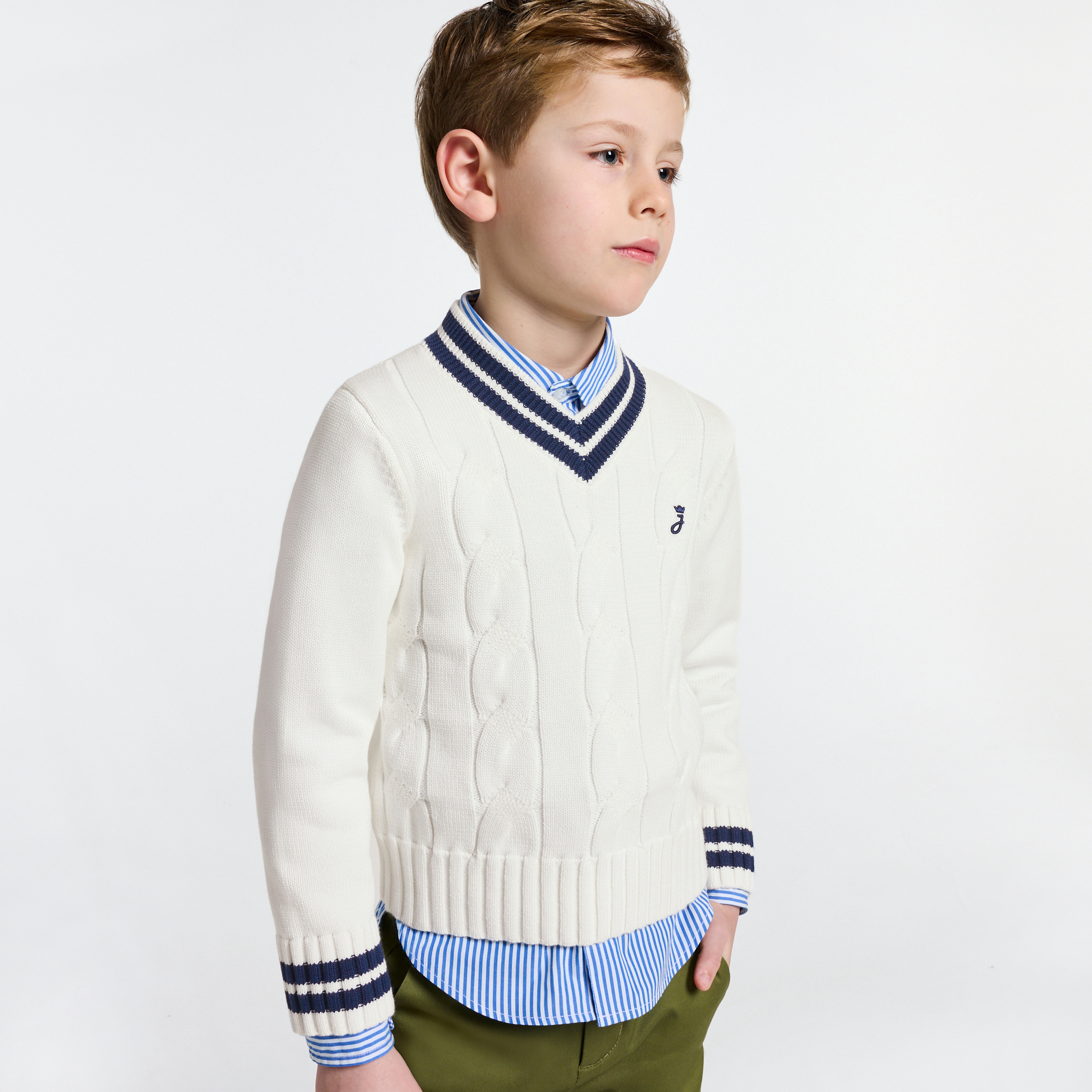 Jacadi - Camisola para criança em malha entrançada - BRANCO SUAVE JACADI