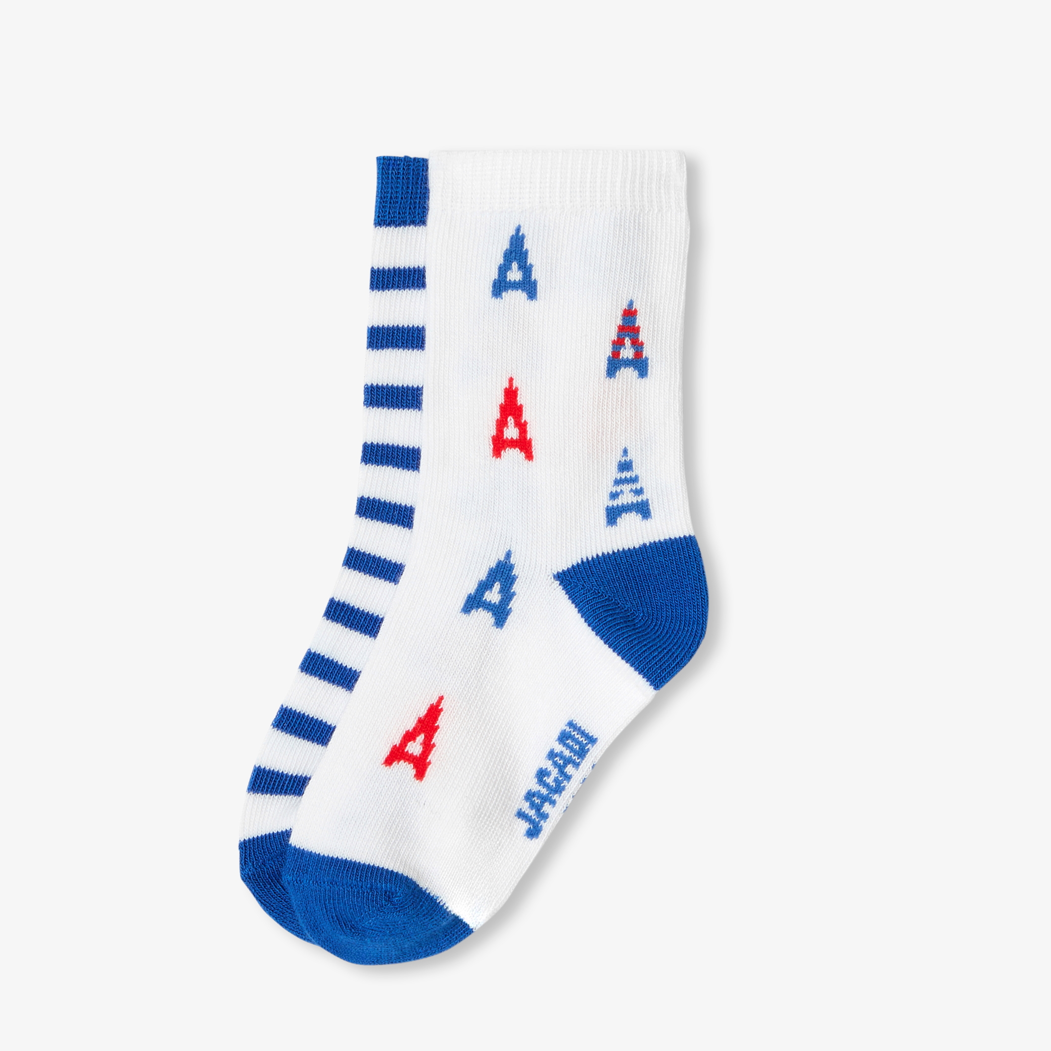 Jacadi - Dois pares de meias para bebé menino - AZUL/BRANCO