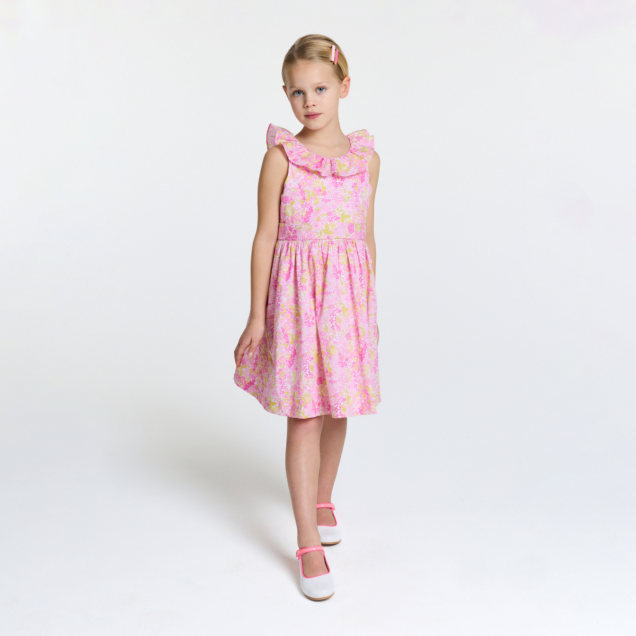 Jacadi - Vestido de cerimónia para menina em tecido Liberty - ROSA/MÚLTICO