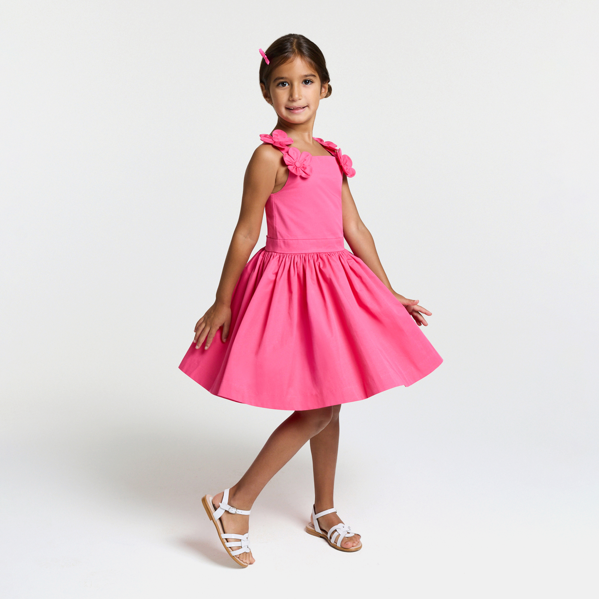Jacadi - Vestido de cerimónia para menina em cetim - fúcsia CLARO