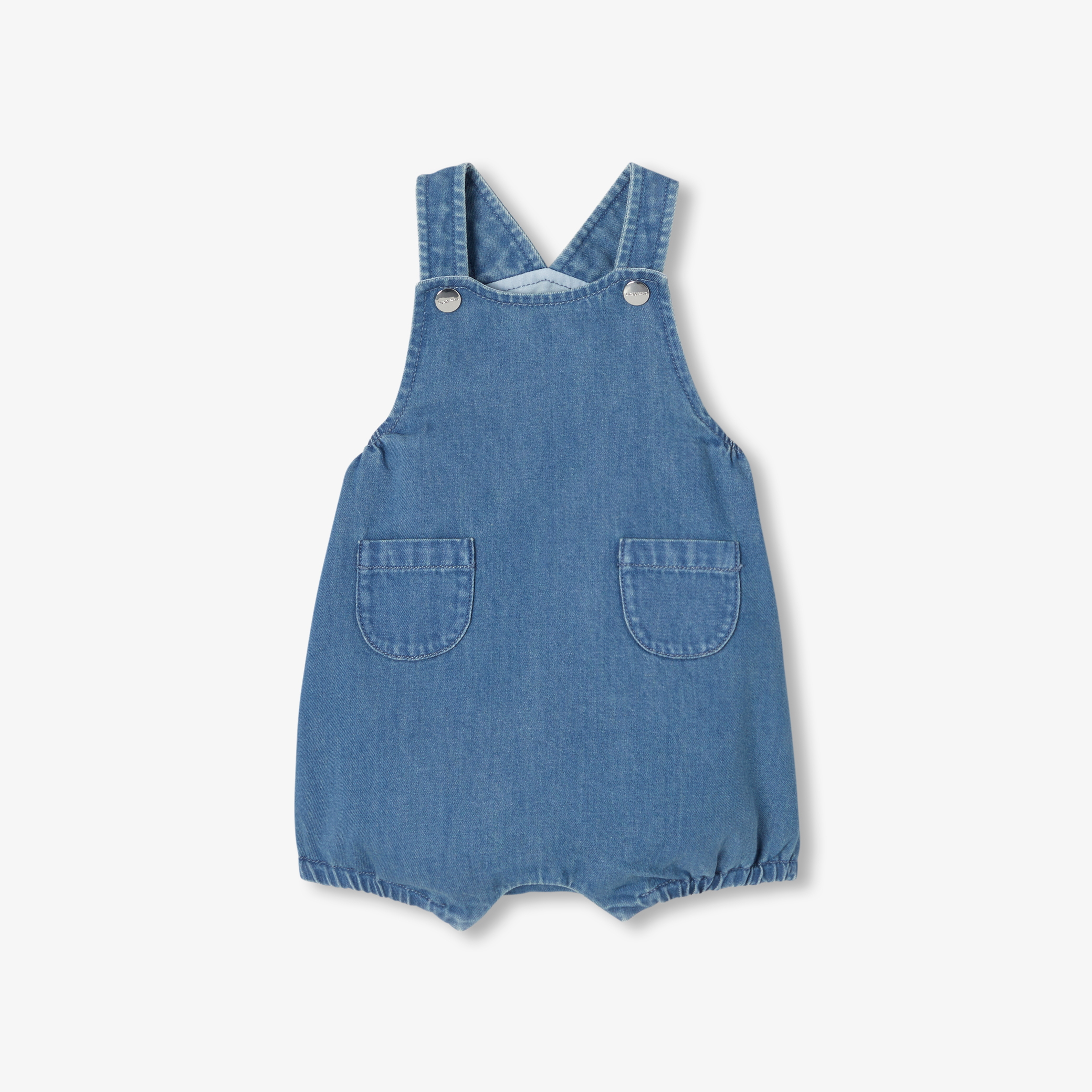 Jacadi - Jardineira curta para bebé em ganga leve - DENIM CLARO - Presente de nascimento ideal