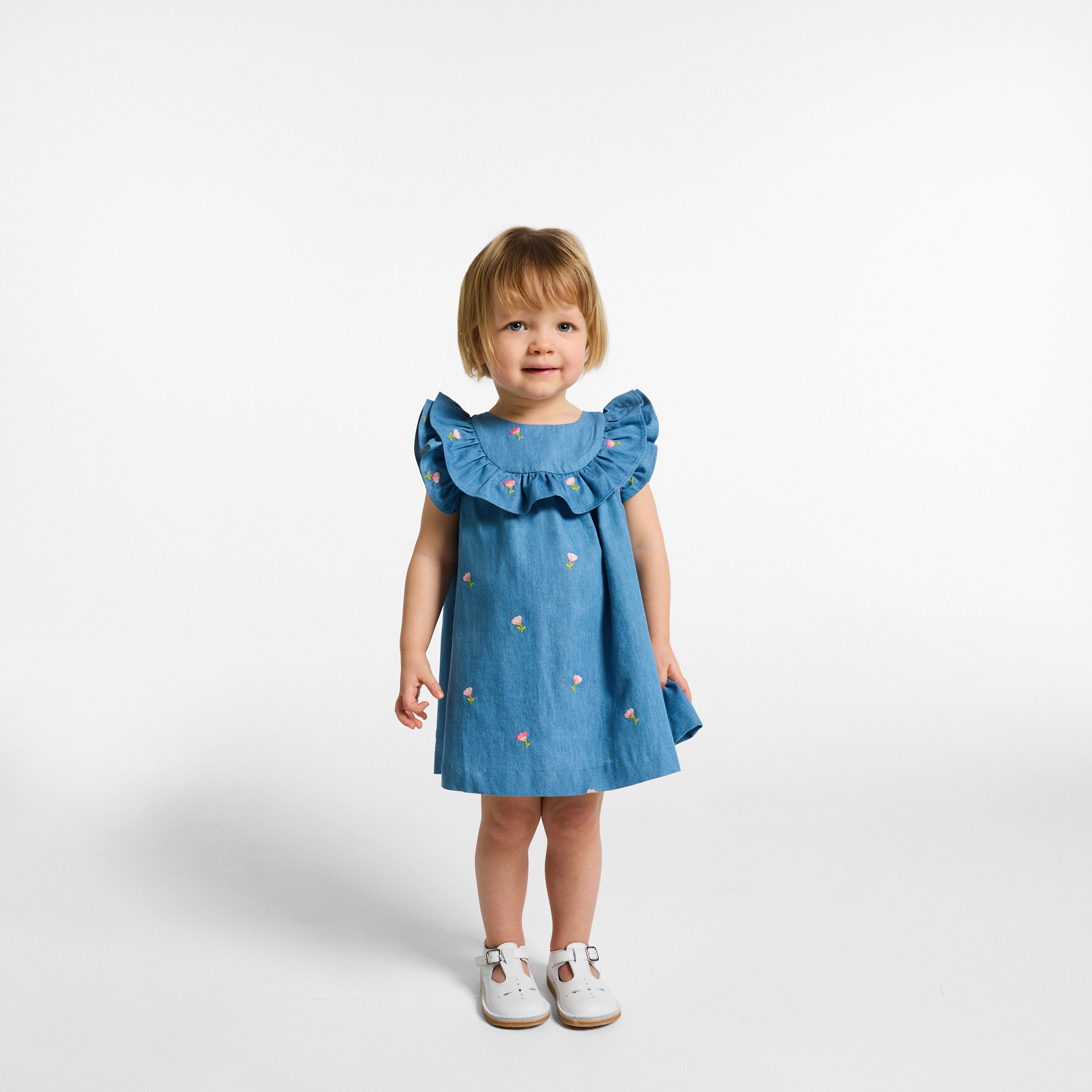 Jacadi - Vestido para bebé menina em cambraia - CHAMBRAY