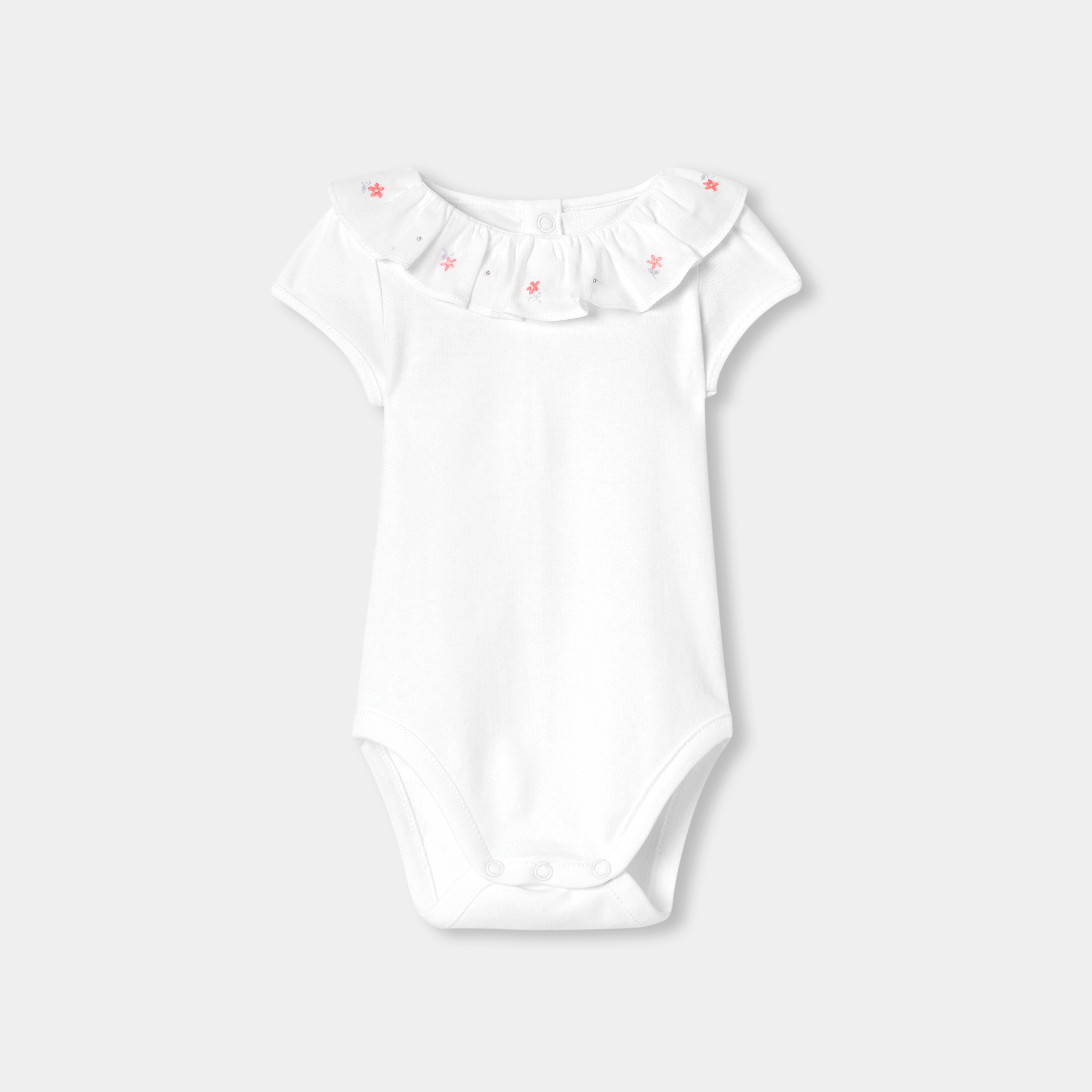 Jacadi - Body para menina em algodão interlock de manga curta - BRANCO JACADI - Presente de nascimento ideal