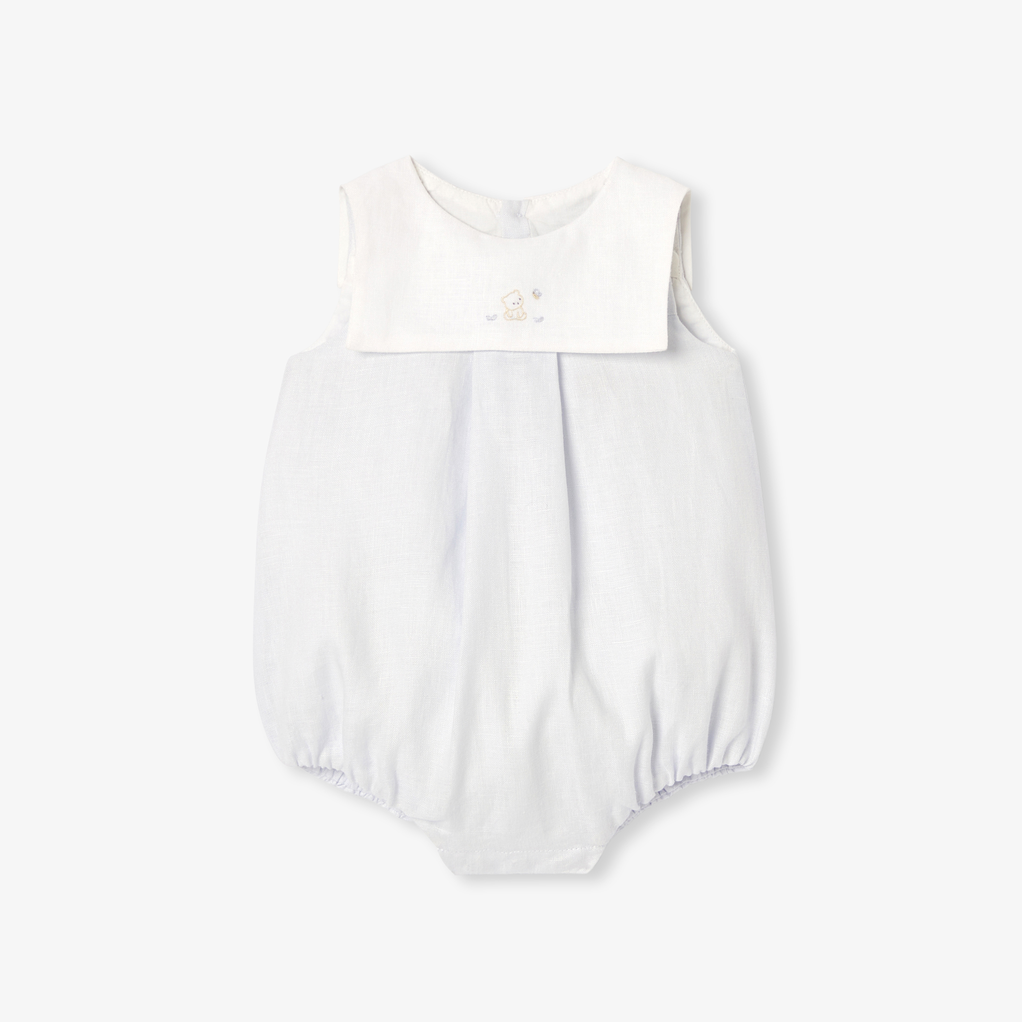 Jacadi - Macacão de linho para bebé menino - CINZENTO/BRANCO - Presente de nascimento ideal