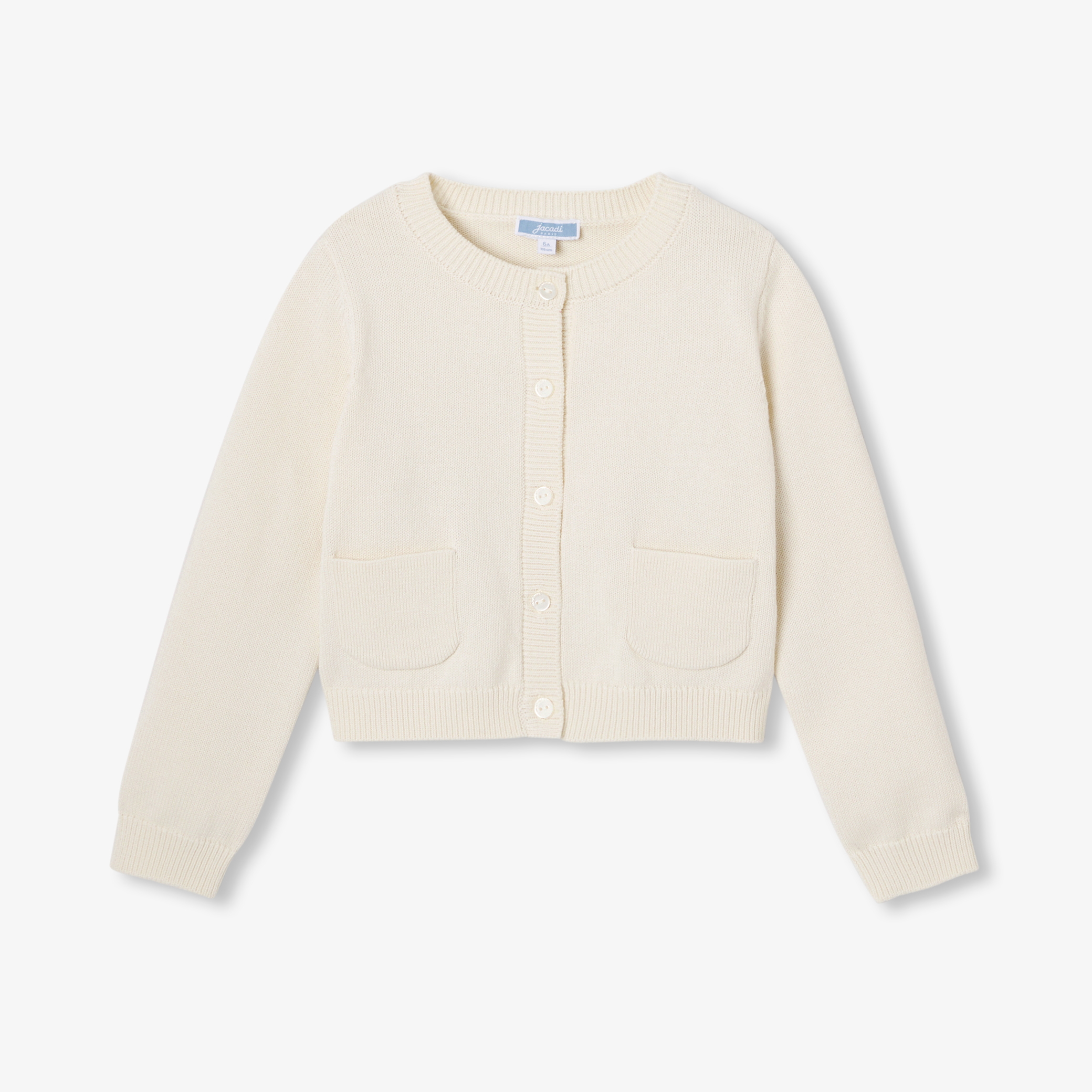 Jacadi - Cardigan para menina de jersey de algodão - CREME