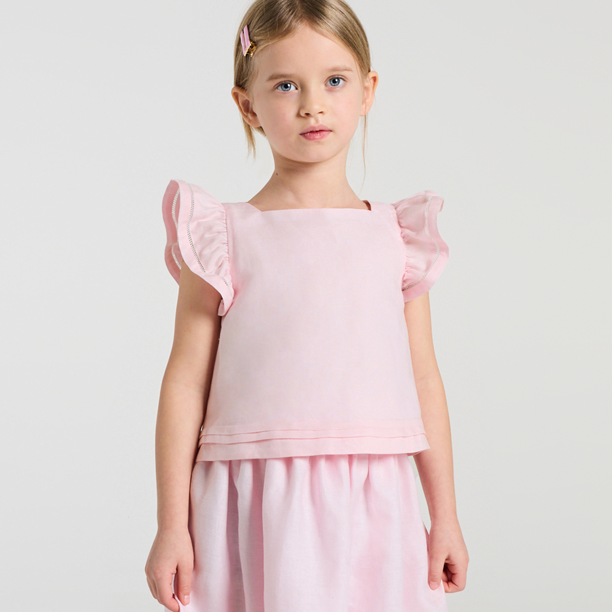 Jacadi - Top para menina em linho - ROSA PÁLIDO JACADI