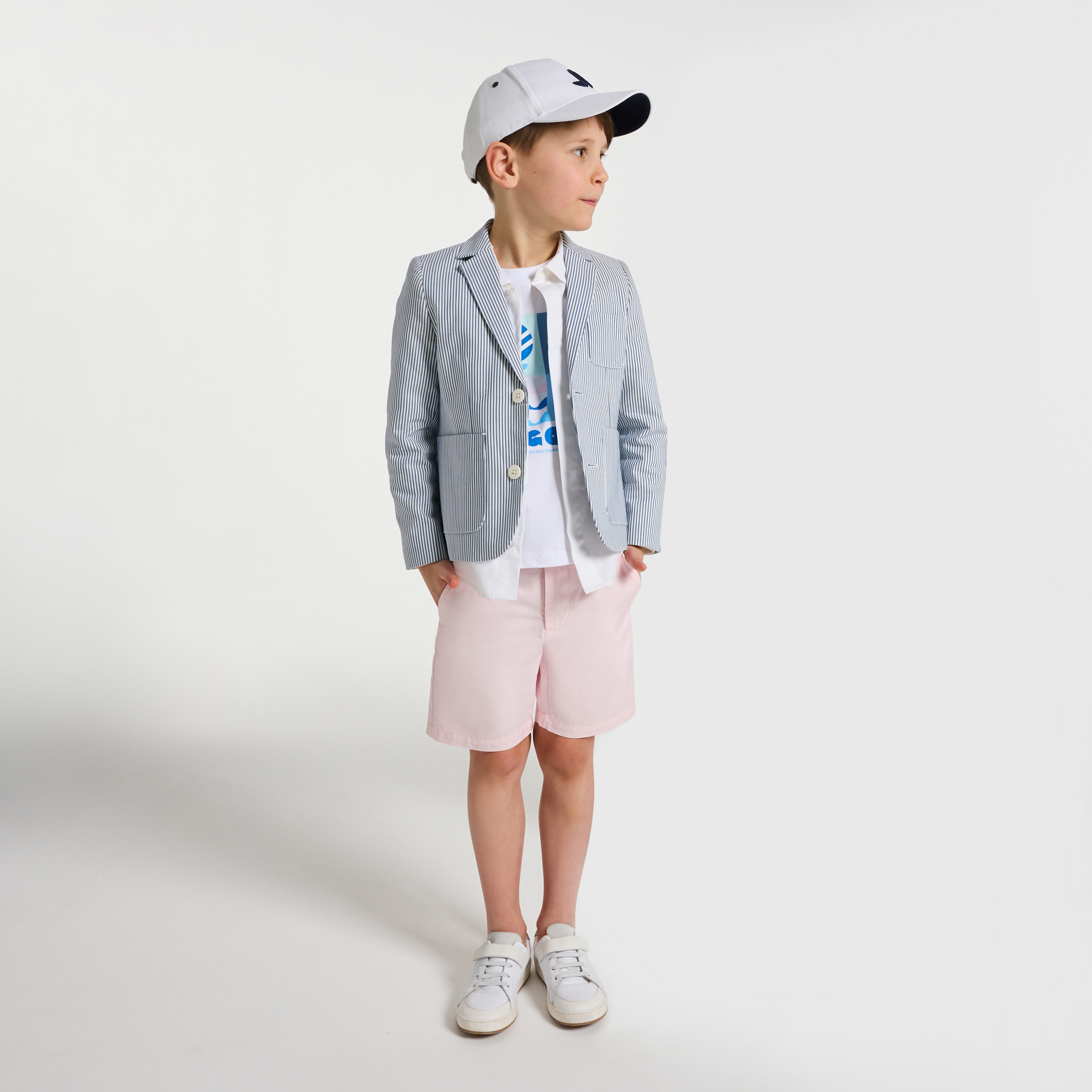 Jacadi - Bermudas para menino em sarja de algodão - ROSA MÉDIO