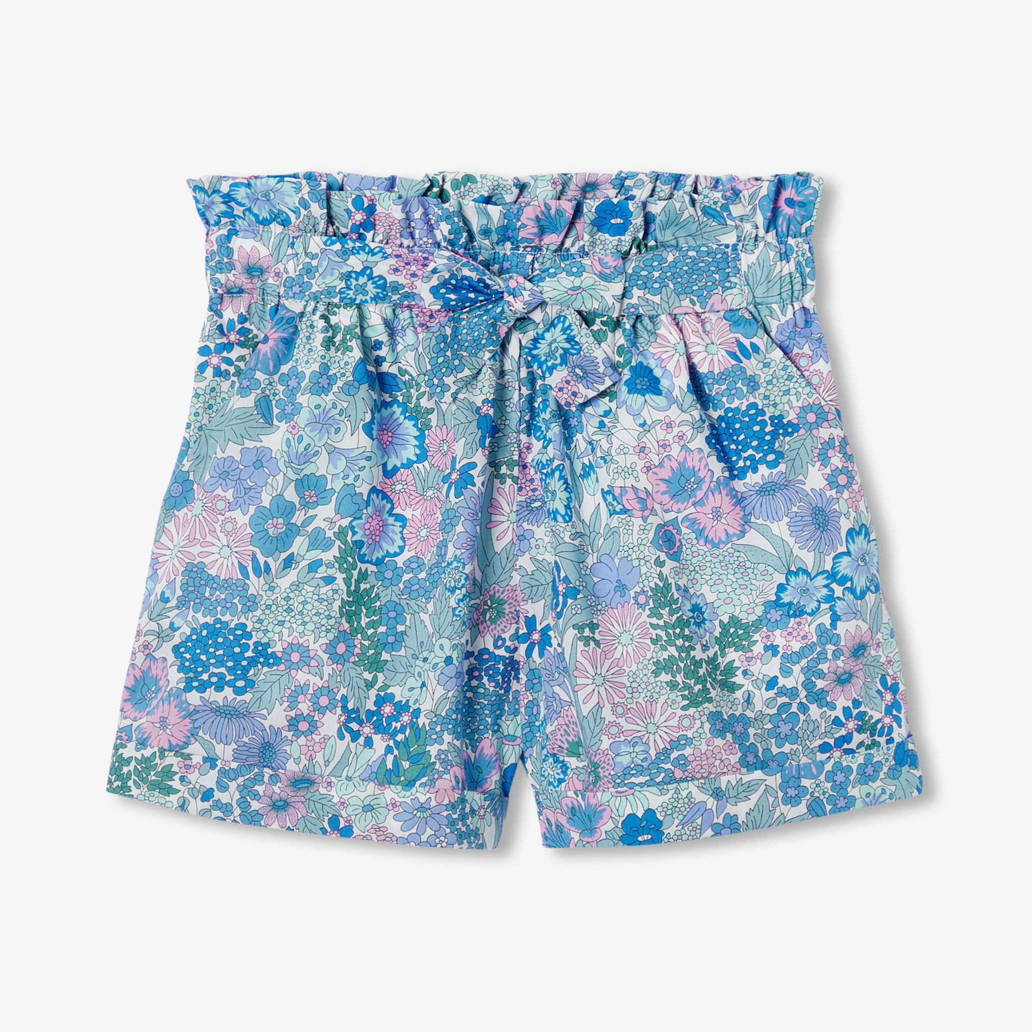Jacadi - Calções para menina em tecido Liberty - AZUL/MÚLTICO