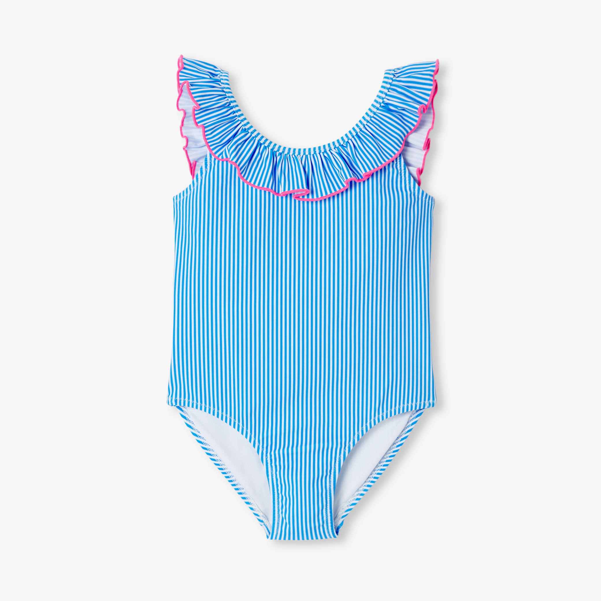 Jacadi - Fato de banho integral para menina - AZUL/BRANCO