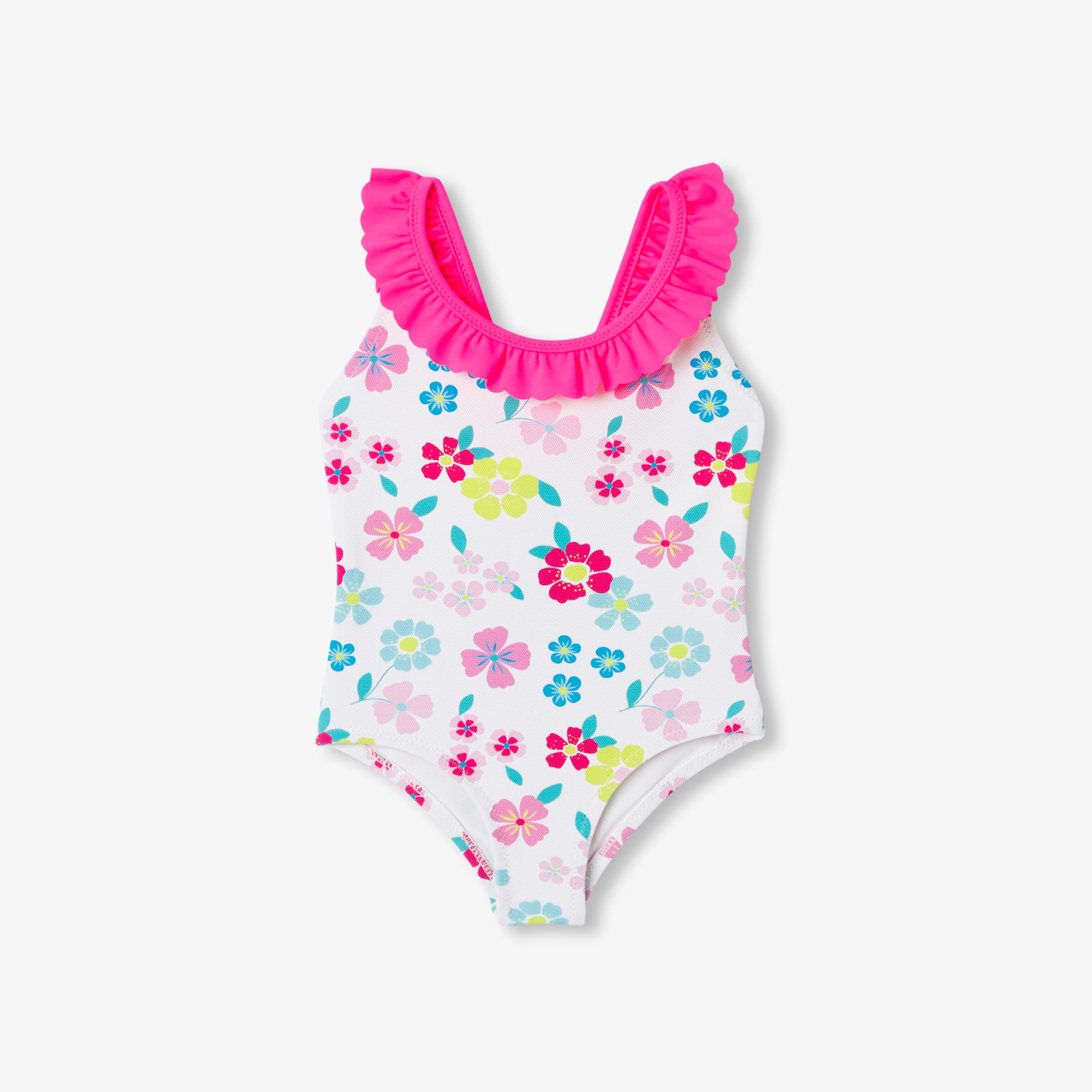 Jacadi - Fato de banho integral para bebé menina em piqué - BRANCO/MÚLTICO